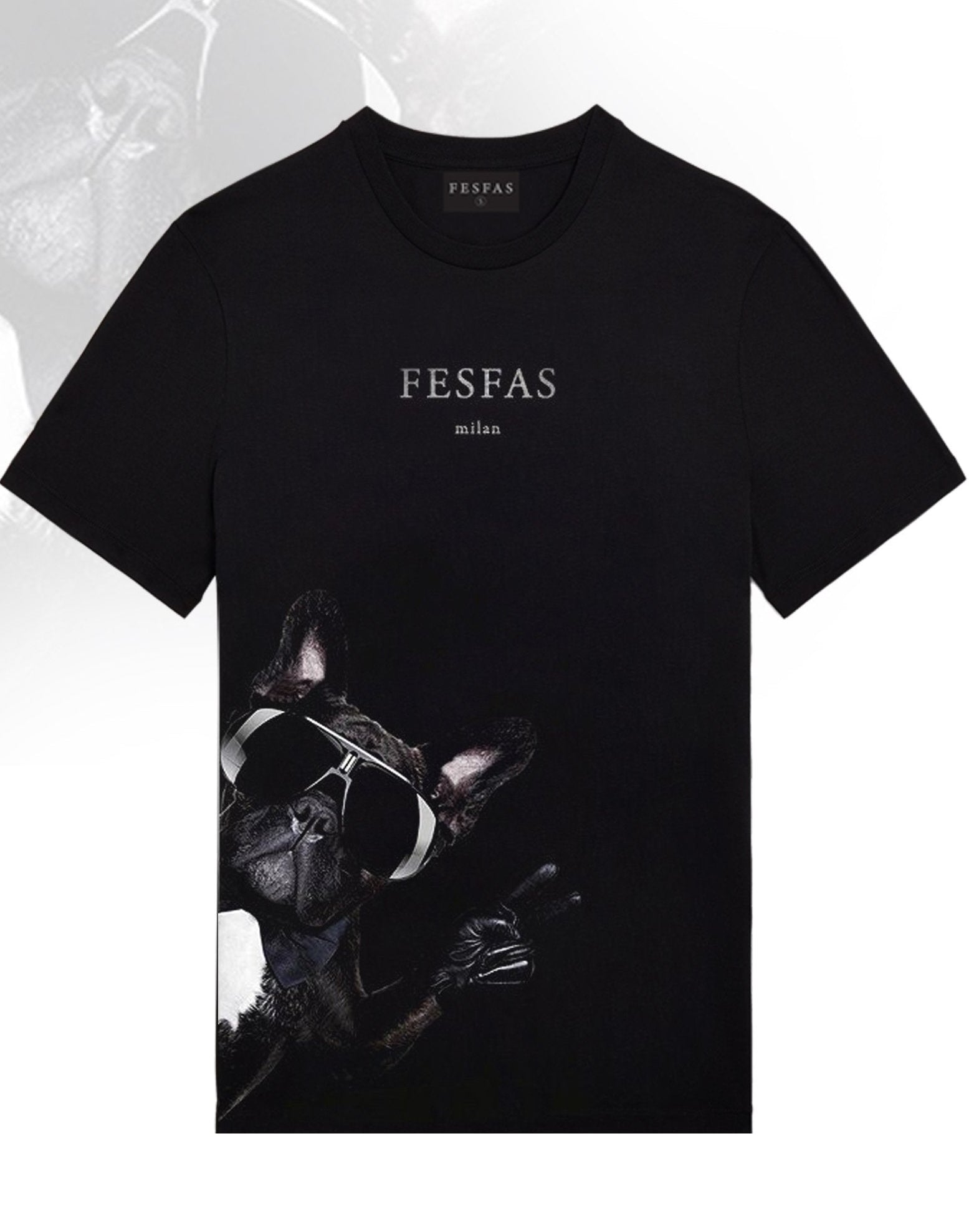 FesFas Bulldog-print | Áo Thun | Nam | Màu Đen