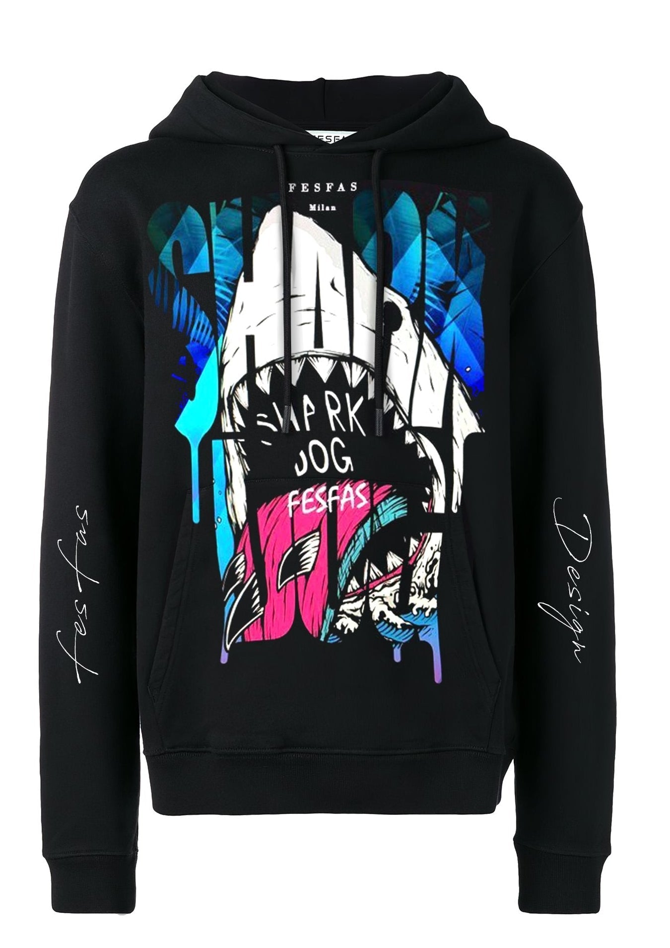 FesFas The Shark-print Hoodie | Black | Men