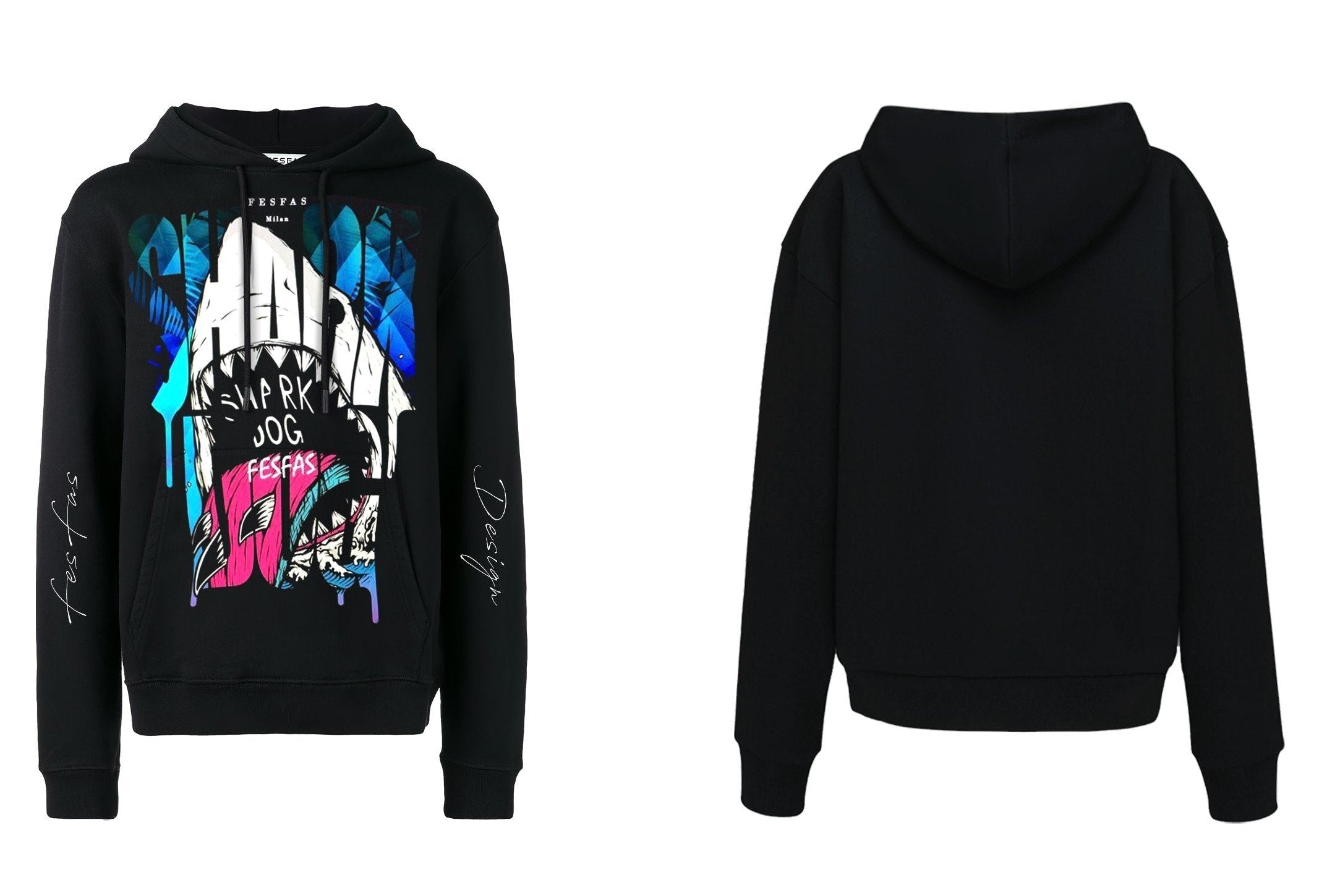 FesFas The Shark-print Hoodie | Black | Men