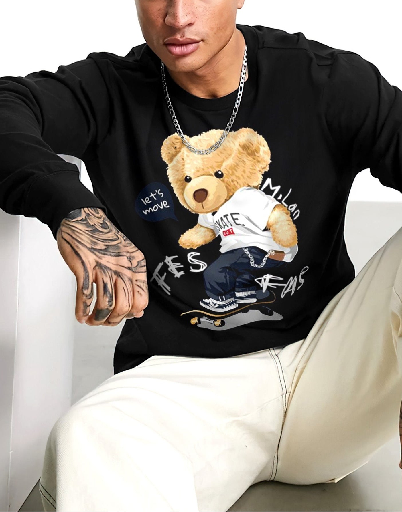 FesFas Bear-print Sweatshirt | Black | Men