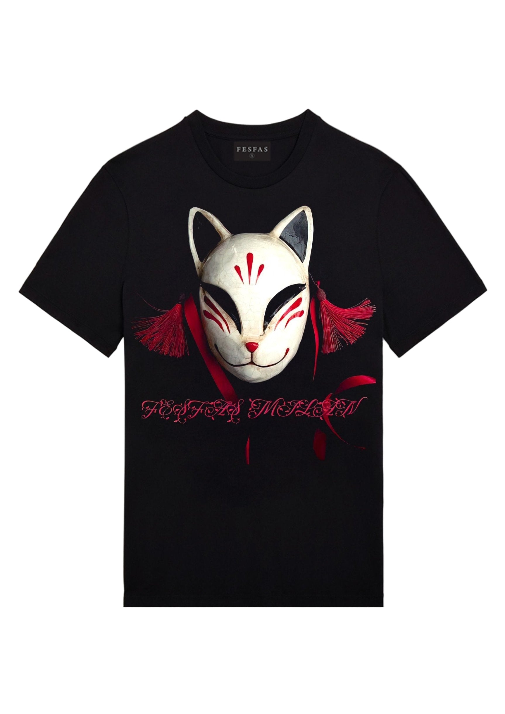 FesFas Kitsune-print | Áo Thun | Nam | Màu Đen