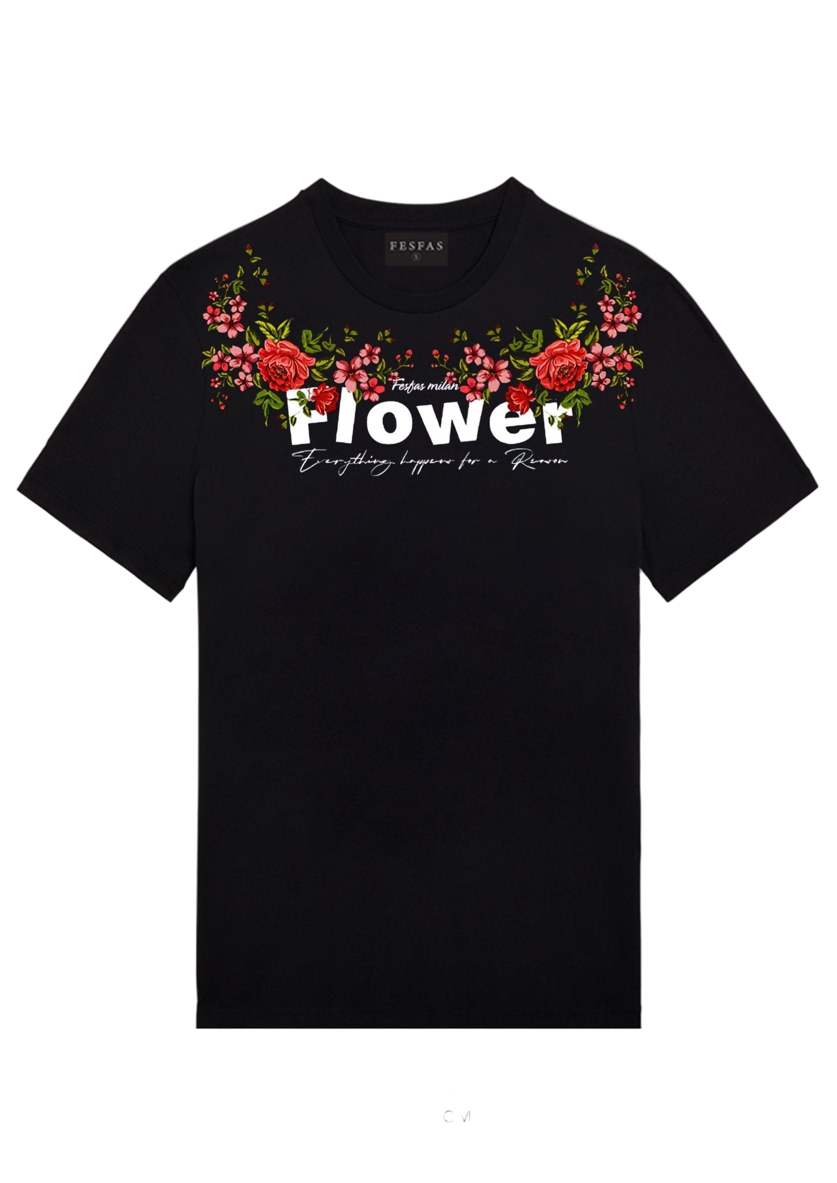 FesFas Floral-print | Áo Thun | Nam | Màu Đen