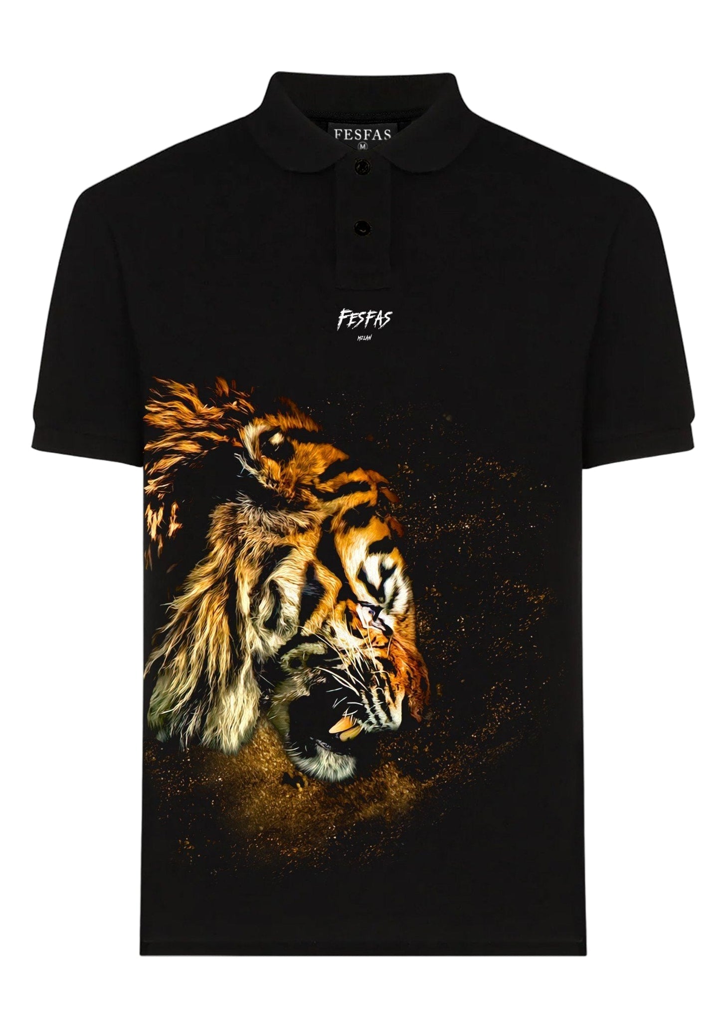 FesFas Tiger-print | Áo Polo | Nam | Màu Đen