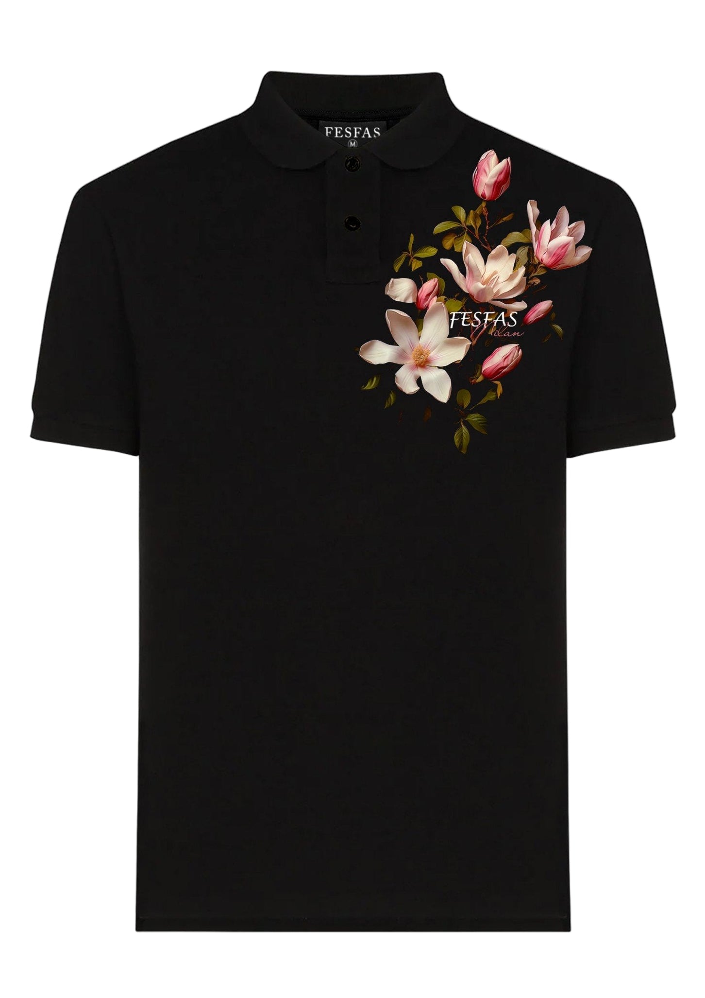 FesFas Floral-print | Áo Polo | Nam | Màu Đen