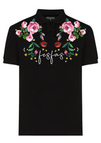 FesFas Floral-print | Áo Polo | Nam | Màu Đen