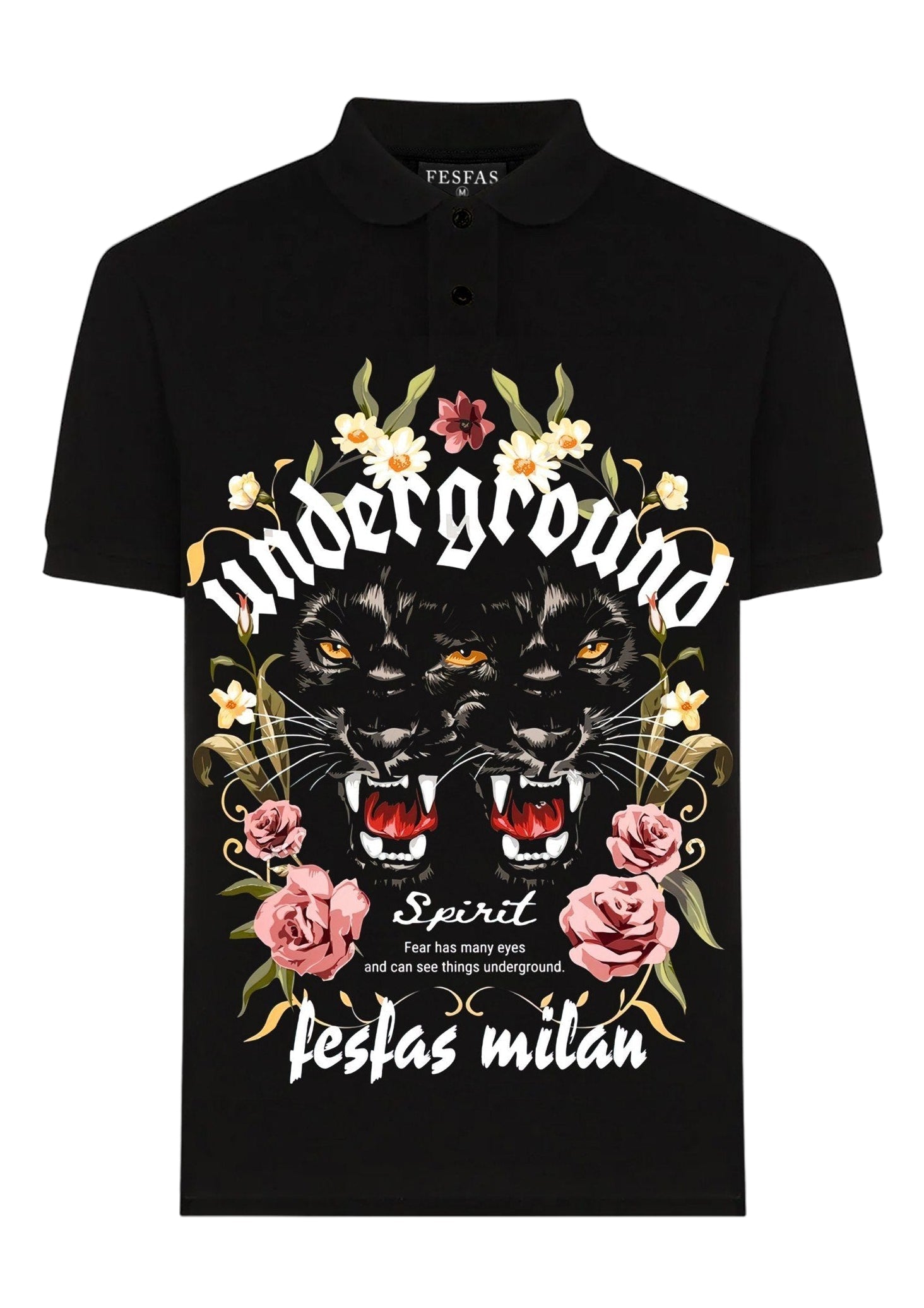 FesFas Panther-print | Áo Polo | Nam | Màu Đen