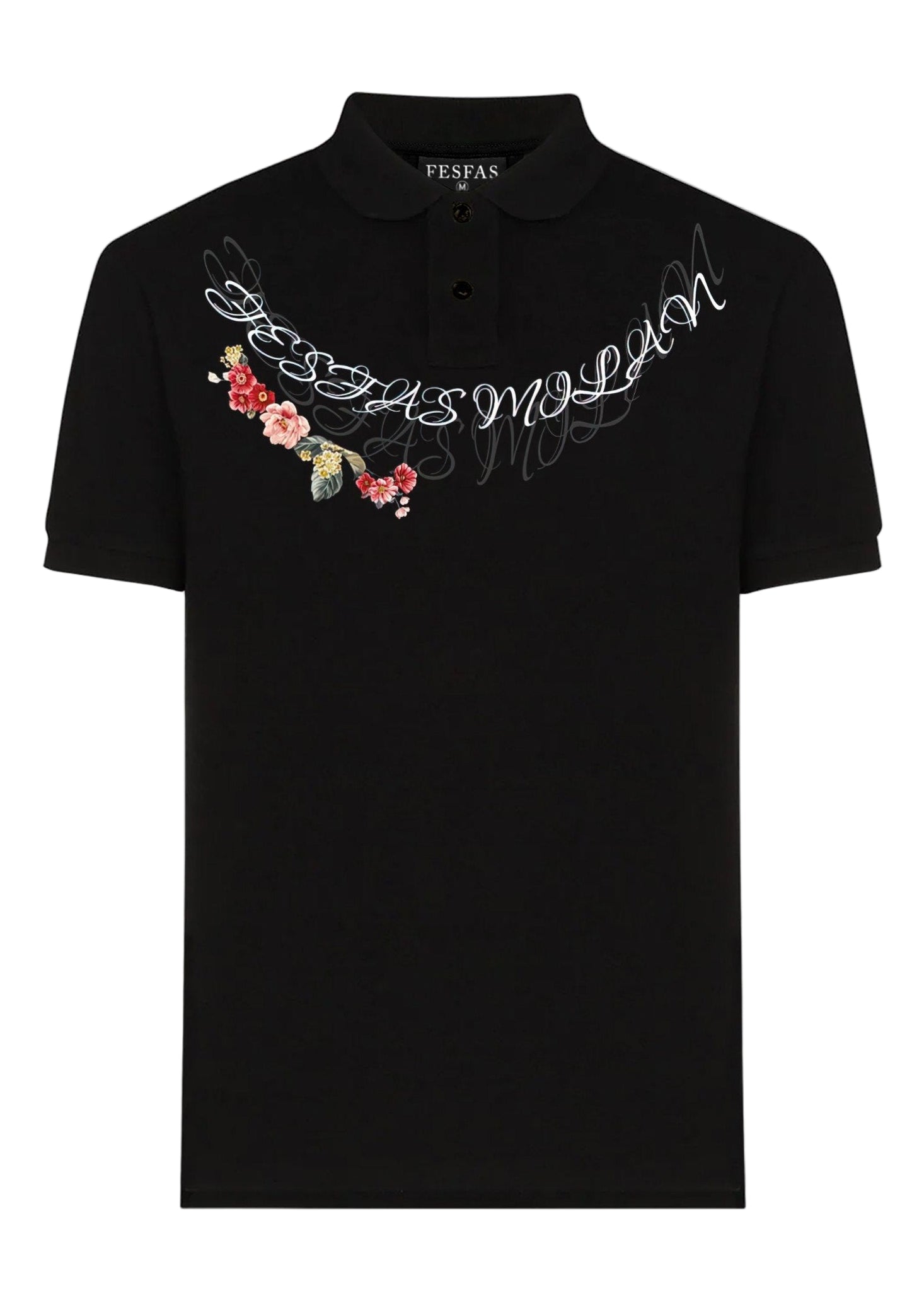 FesFas Floral-print | Áo Polo | Nam | Màu Đen