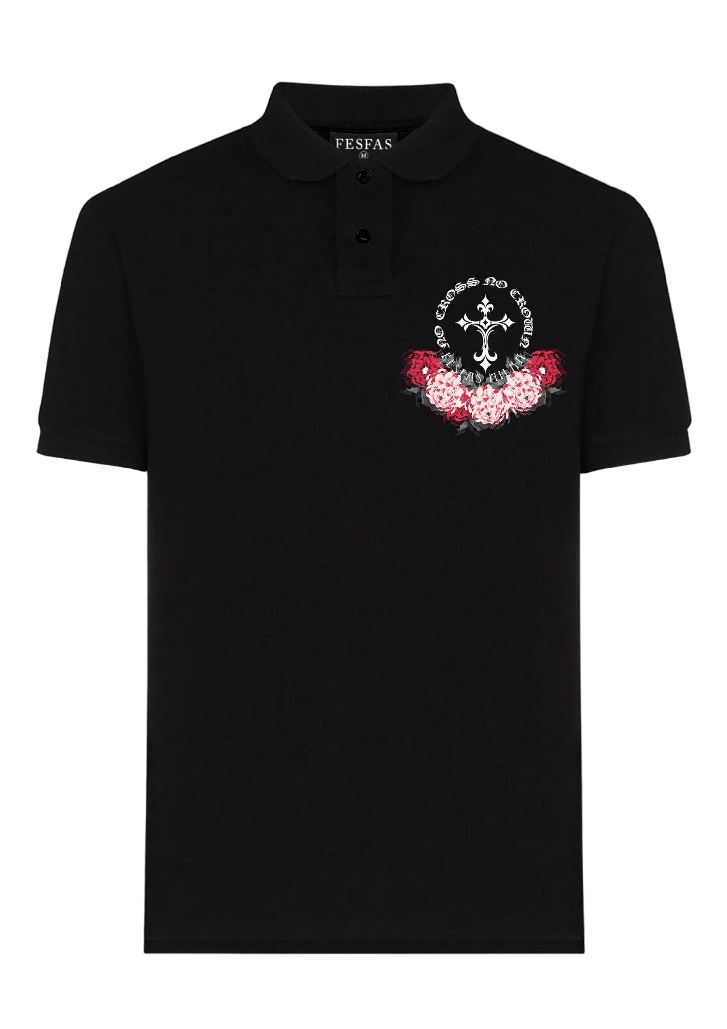 FesFas Floral-print | Áo Polo | Nam | Màu Đen