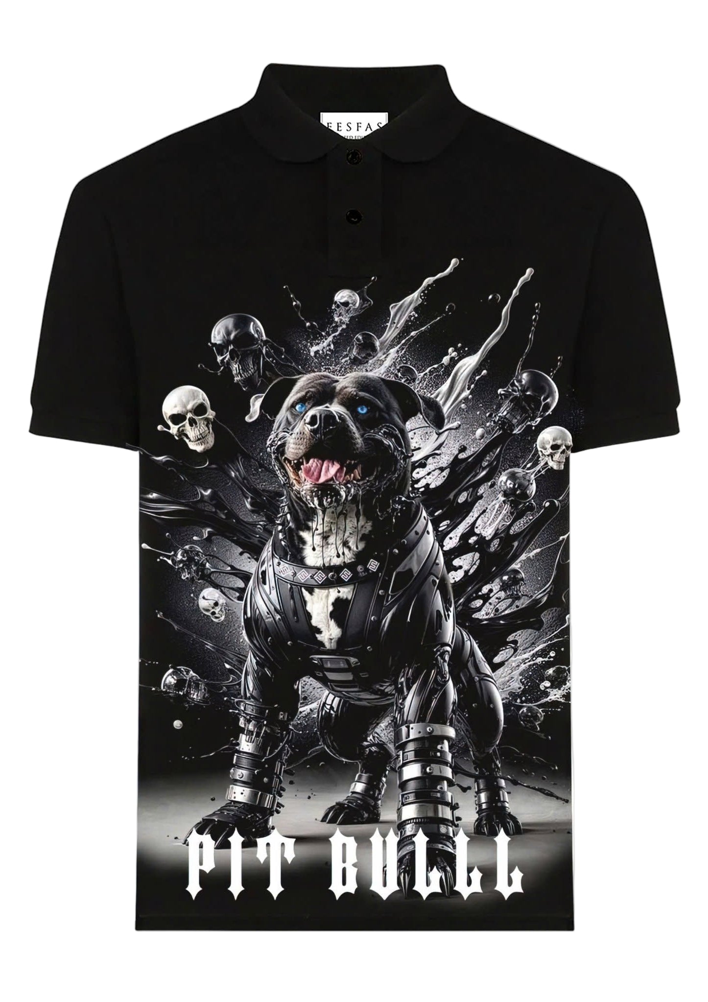 FesFas Bulldog-print | Áo Polo | Nam | Màu Đen