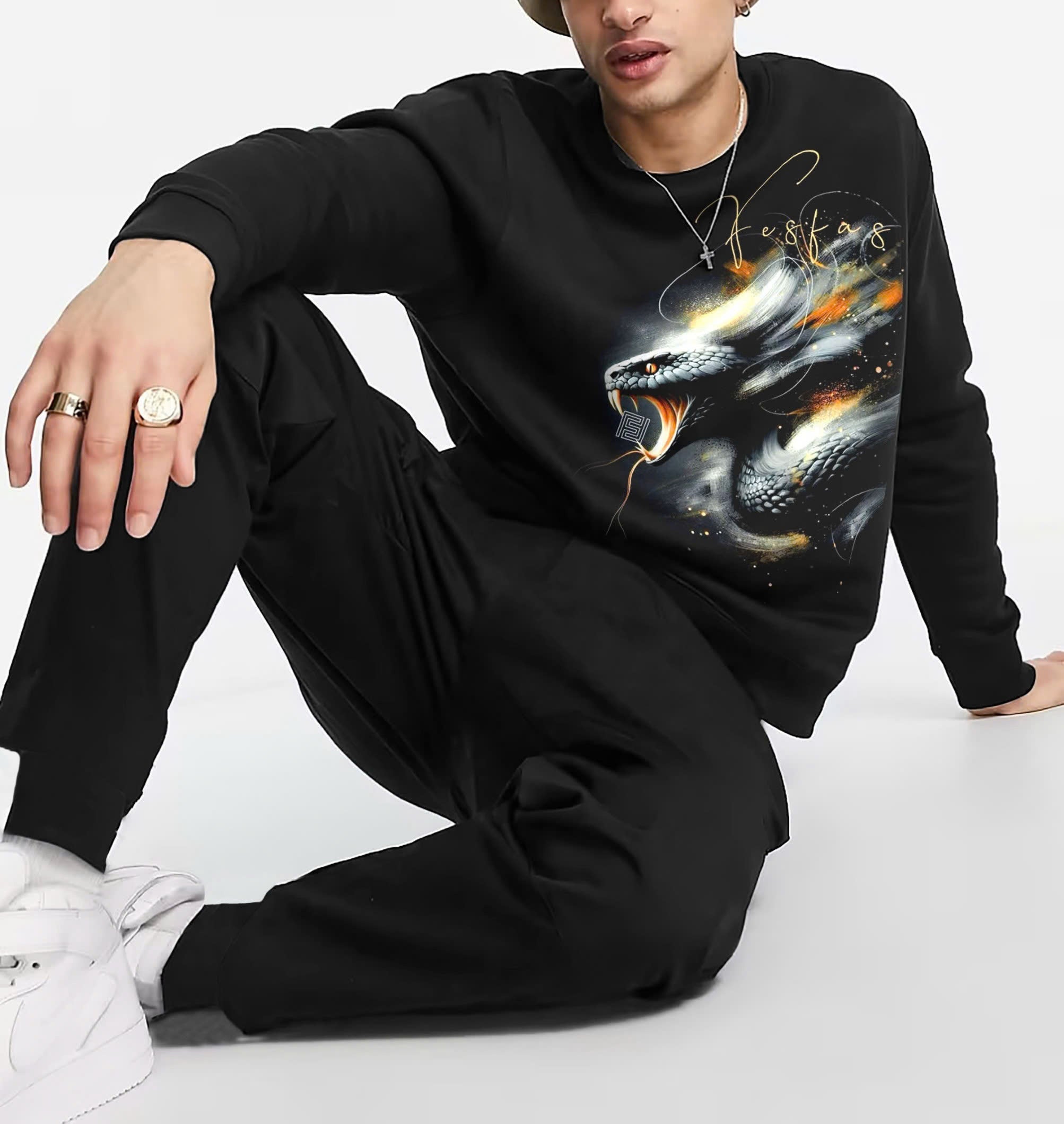 FesFas Viper-print Sweatshirt | Black | Men