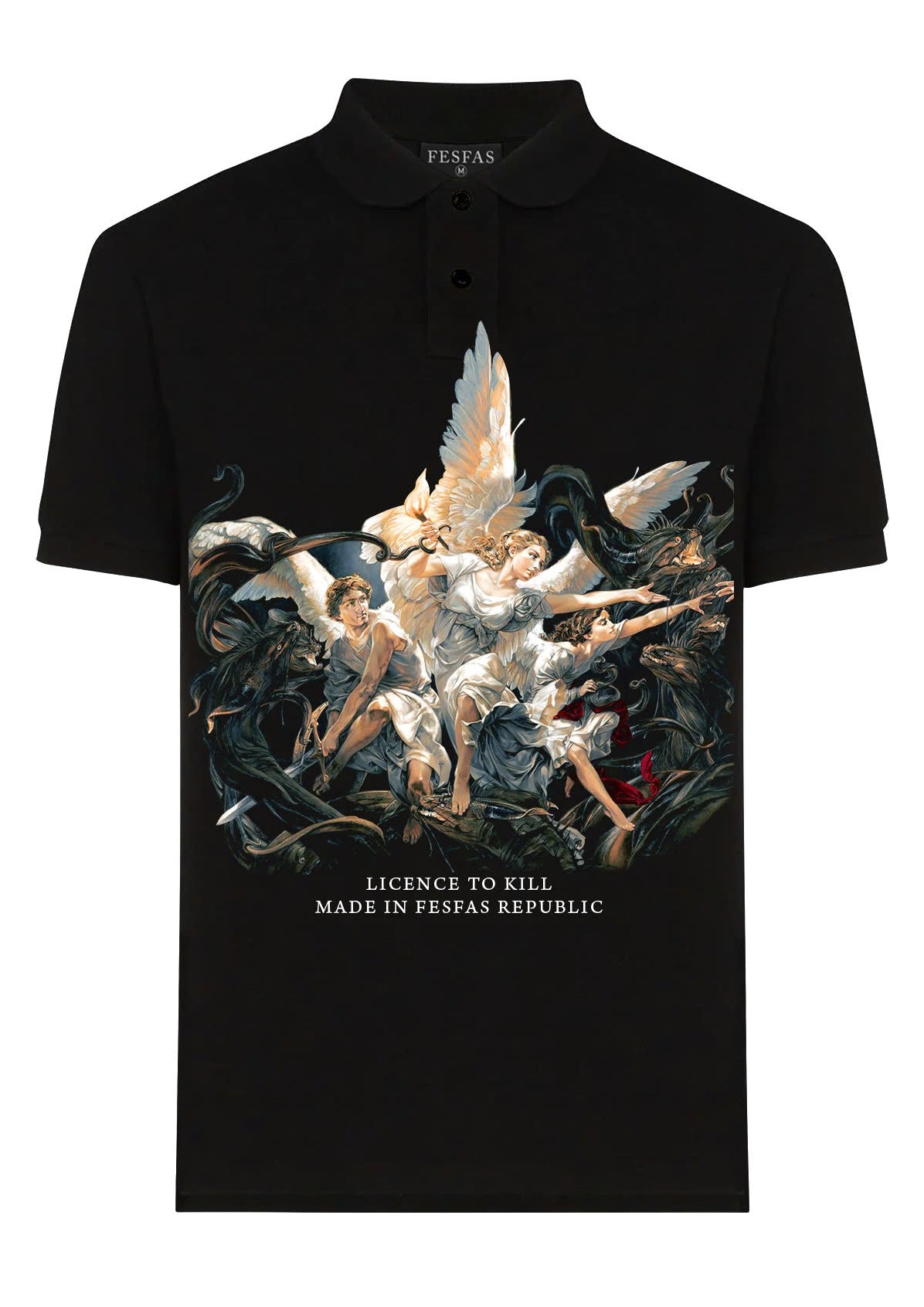 FesFas Angel-print | Áo Polo | Nam | Màu Đen