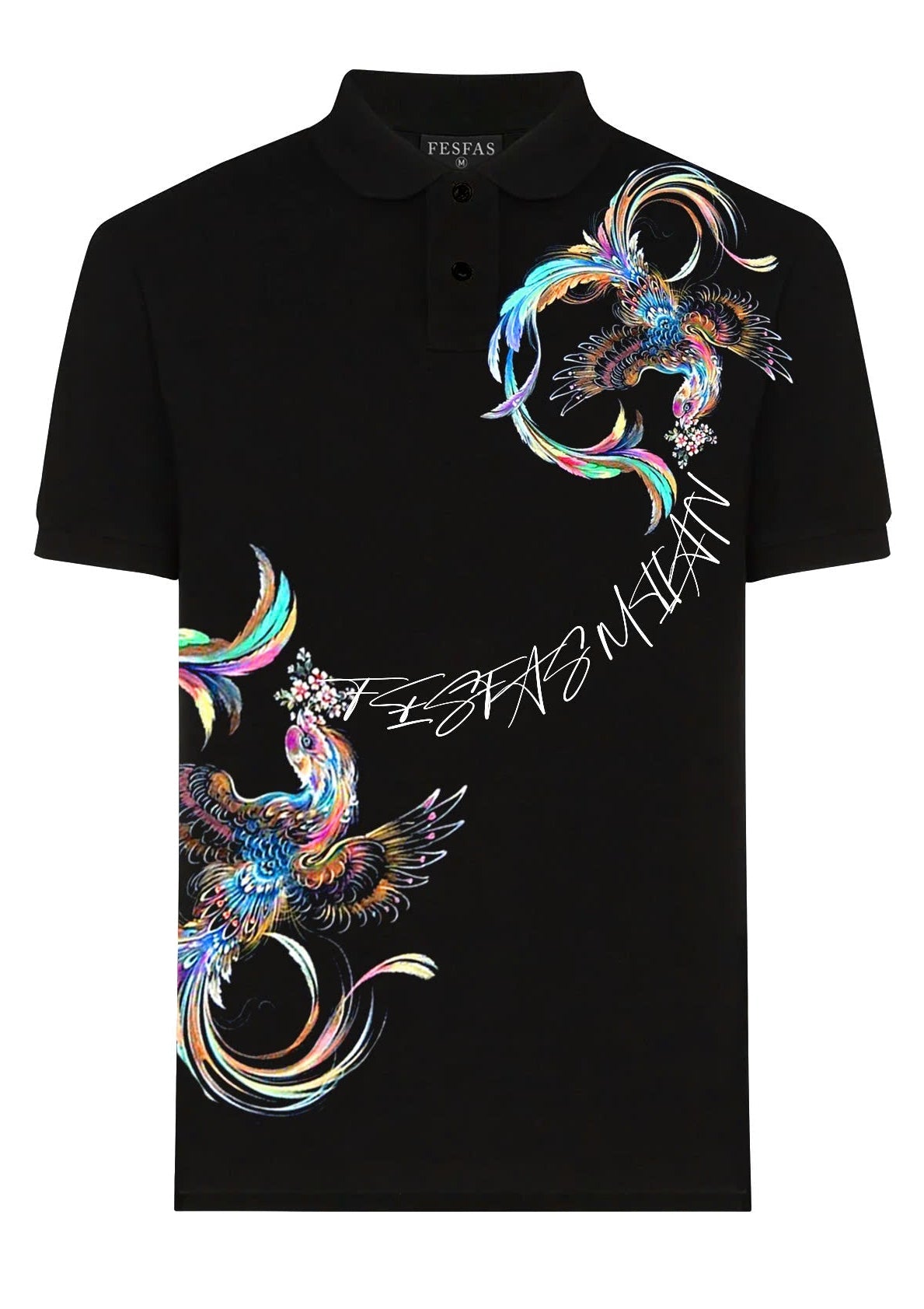 FesFas Peacock-print | Áo Polo | Nam | Màu Đen