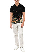 FesFas Floral-print | Áo Polo | Nam | Màu Đen
