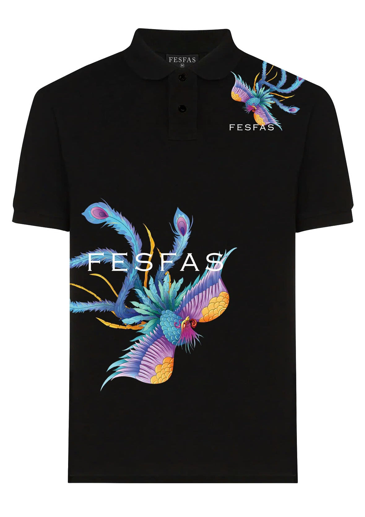 FesFas Peacock-print | Áo Polo | Nam | Màu Đen
