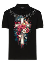 FesFas Floral-print | Áo Polo | Nam | Màu Đen