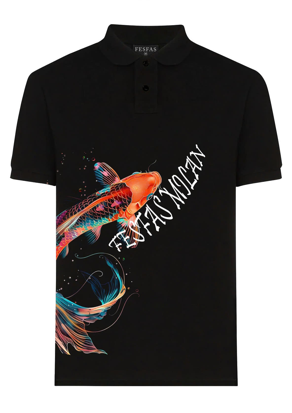 FesFas Fish-print | Áo Polo | Nam | Màu Đen