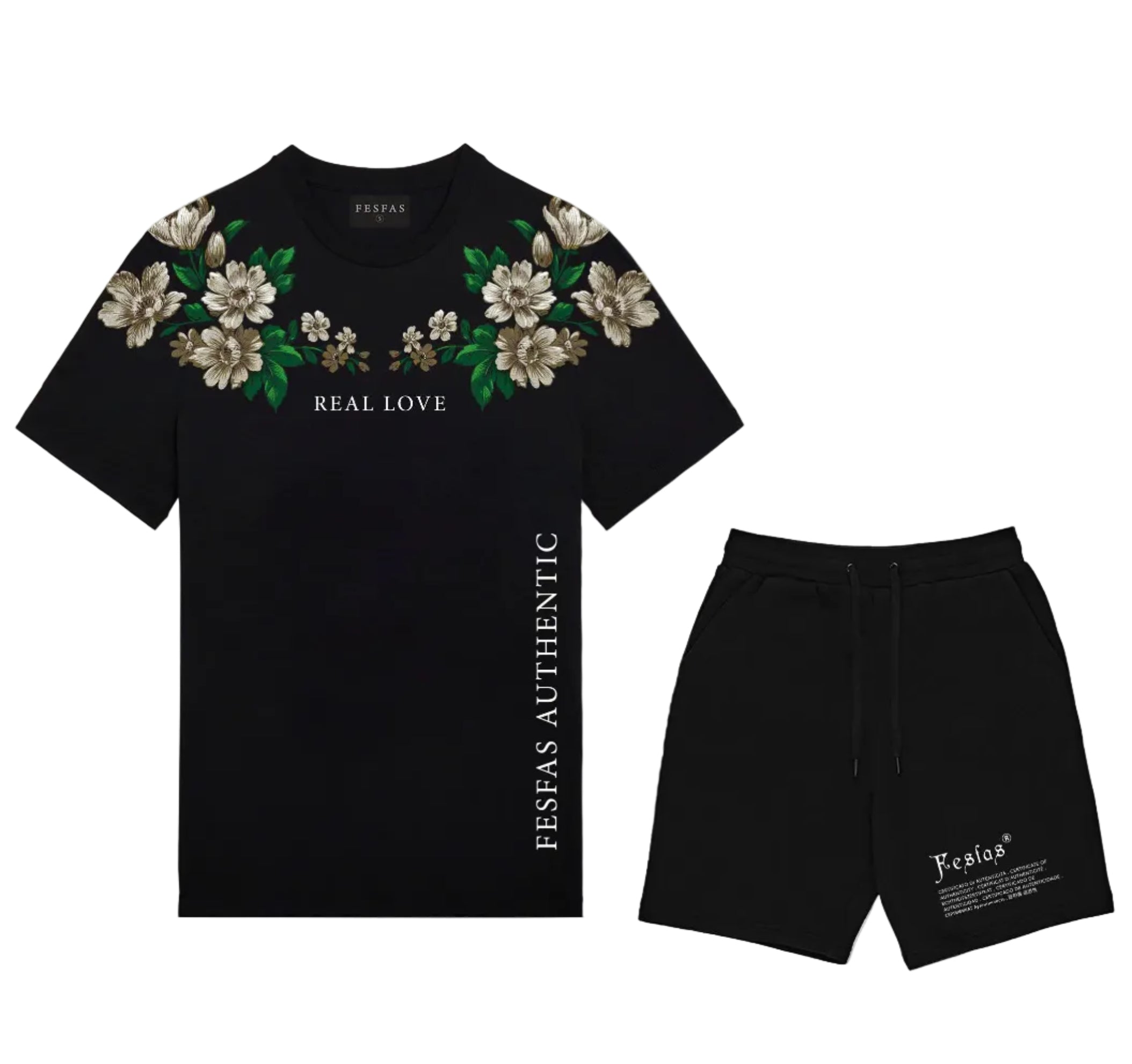 FesFas flowers-print | Bộ T-Shirt | Nam | Màu Đen