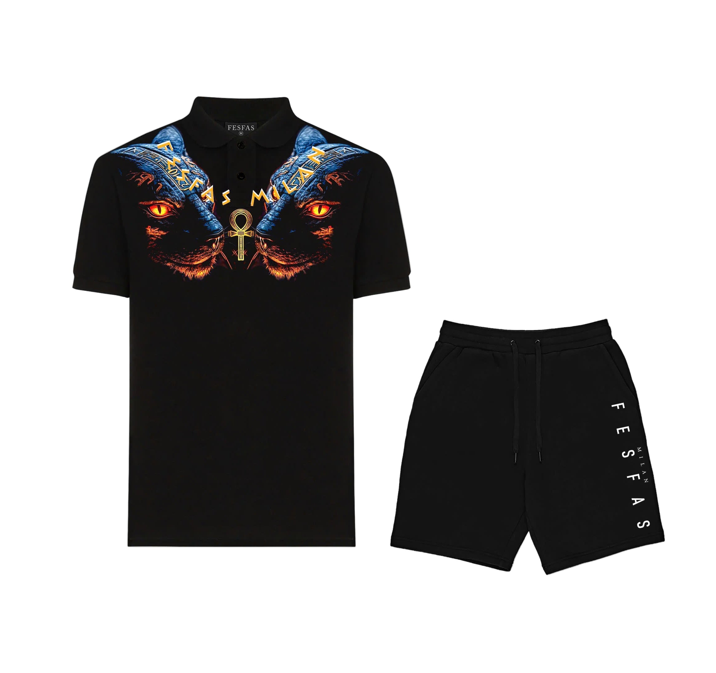 FesFas Panther-print | Áo Polo | Nam | Màu Đen