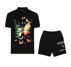FesFas Butterfly-print | Áo Polo | Nam | Màu Đen
