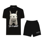 FesFas Bulldog-print | Áo Polo | Nam | Màu Đen