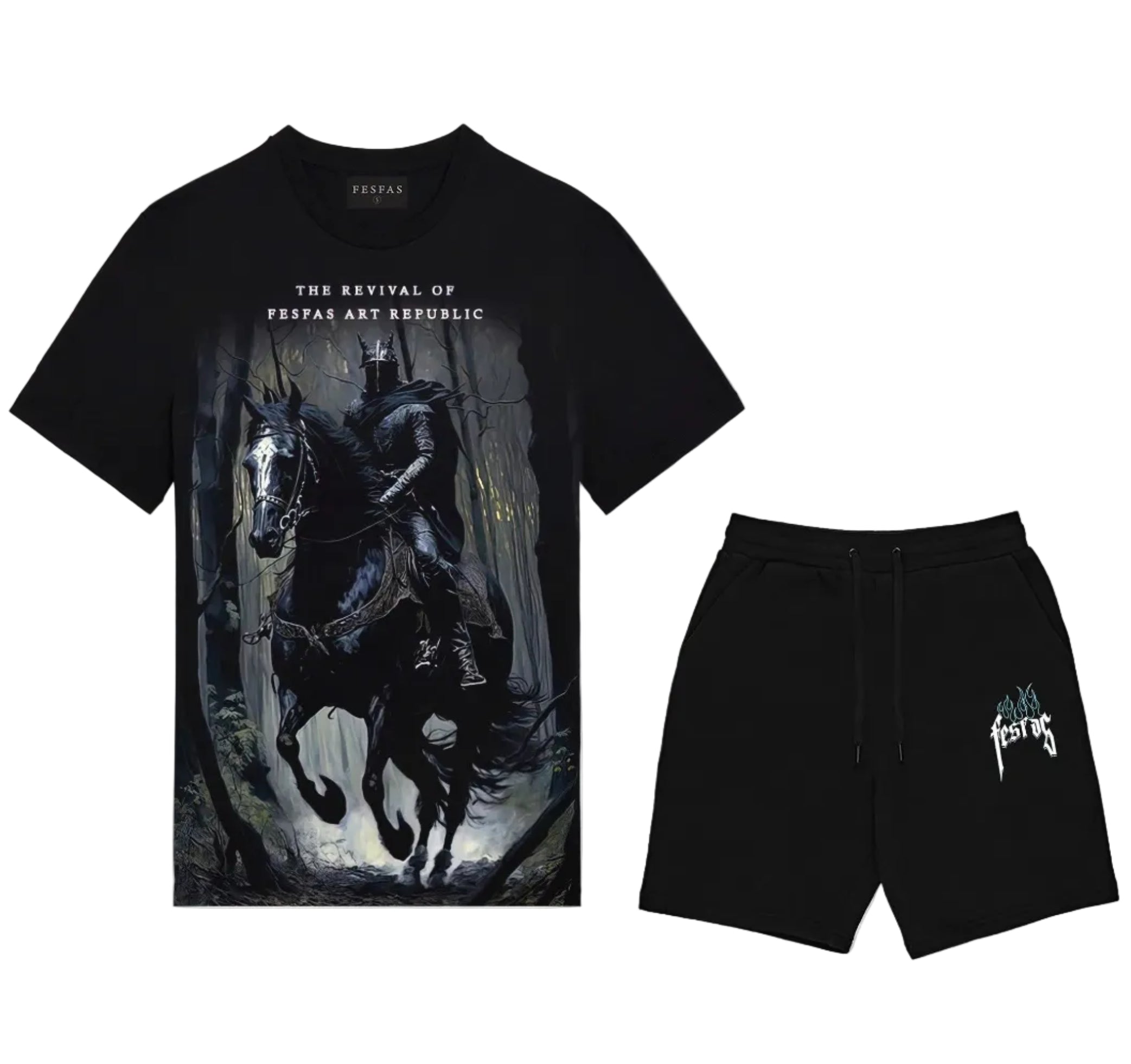 FesFas dark knight-print | Bộ T-Shirt | Nam | Màu Đen