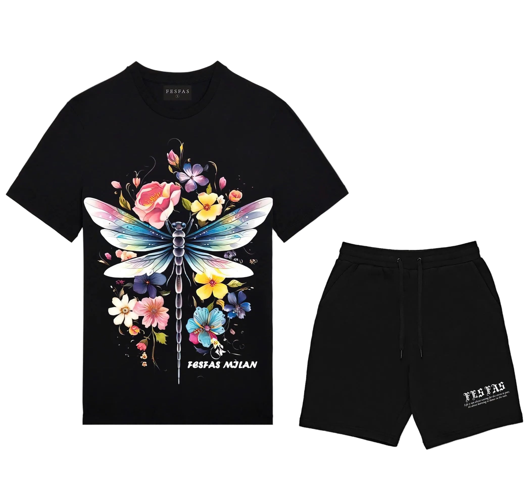 FesFas colorful dragonfly-print | Bộ T-Shirt | Nam | Màu Đen