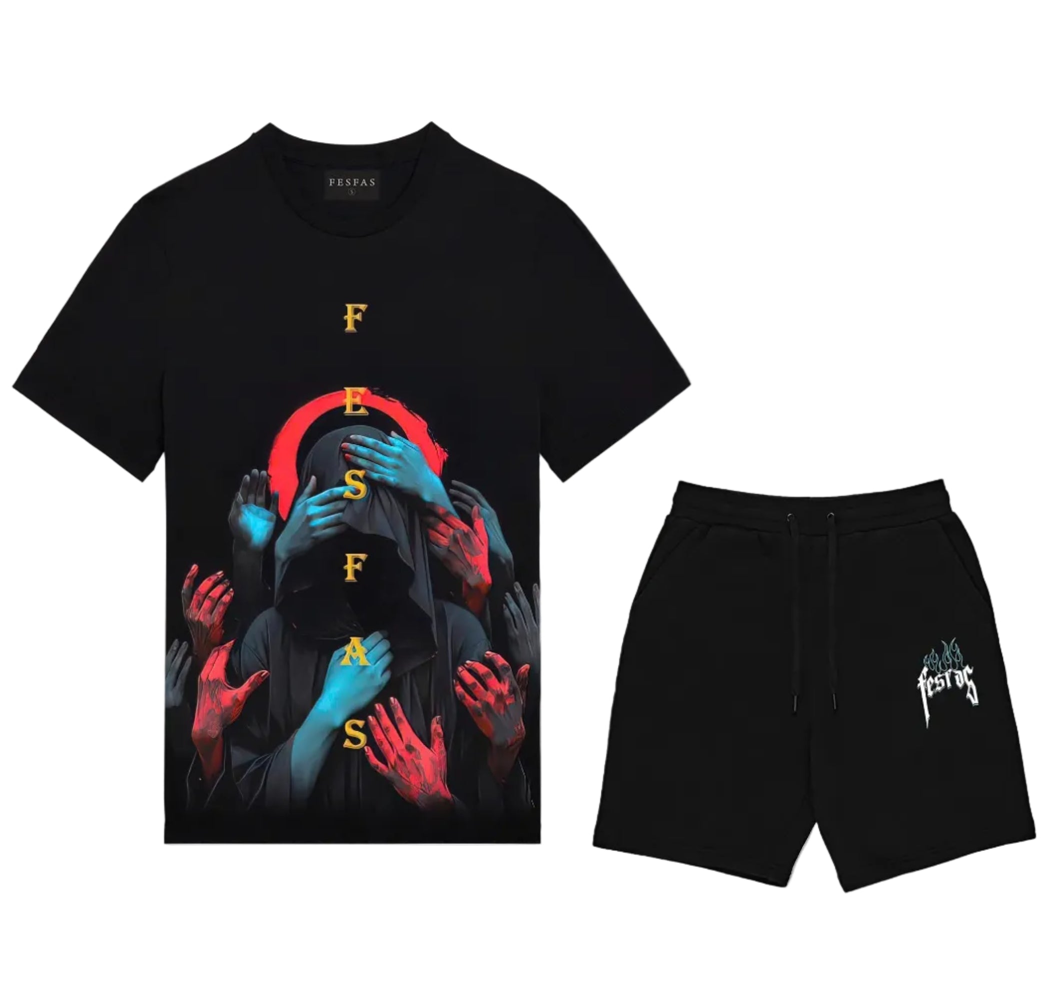 FesFas magic hands-print | Bộ T-Shirt | Nam | Màu Đen