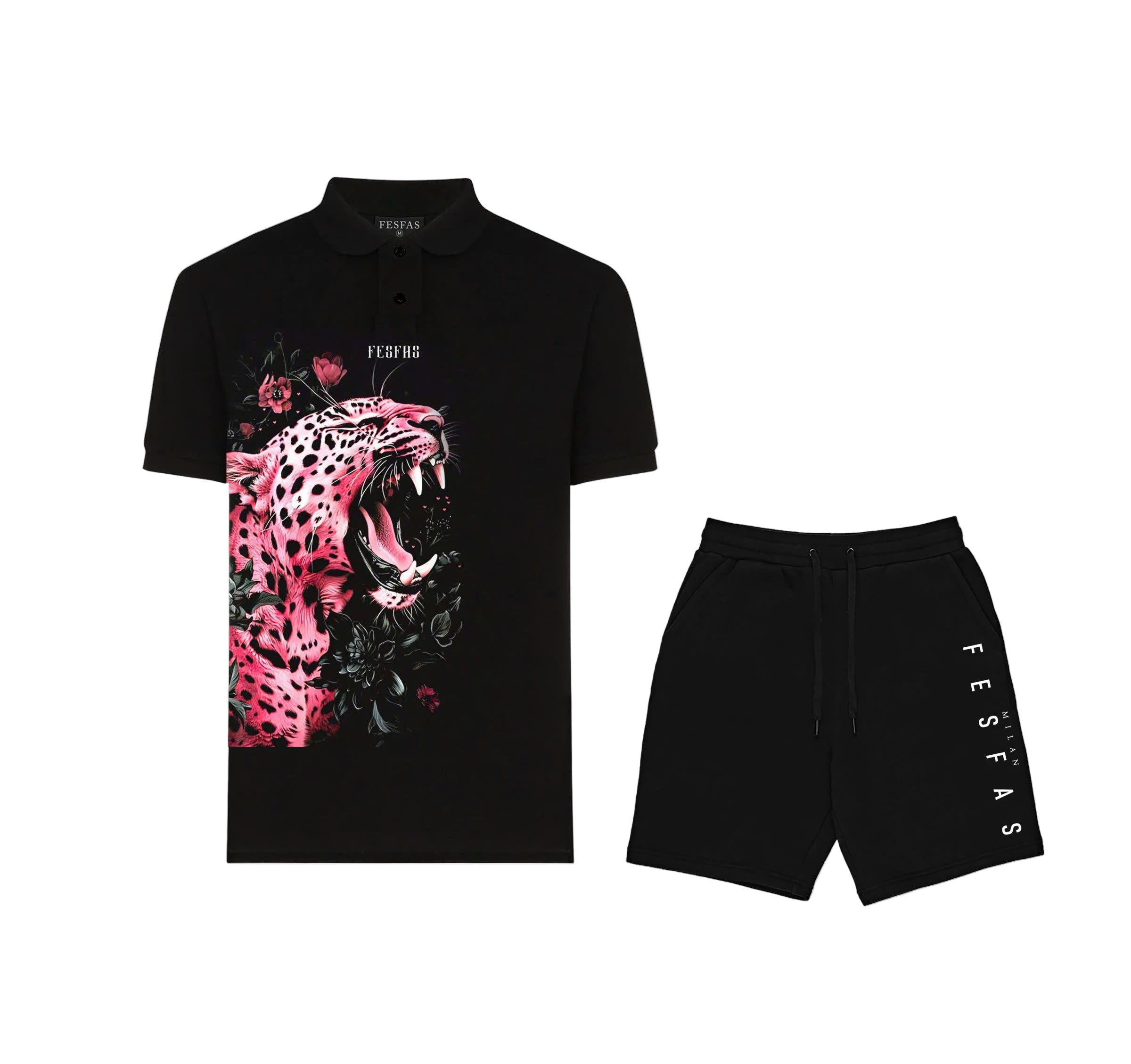 FesFas Pink Leopard-print | Áo Polo | Nam | Màu Đen