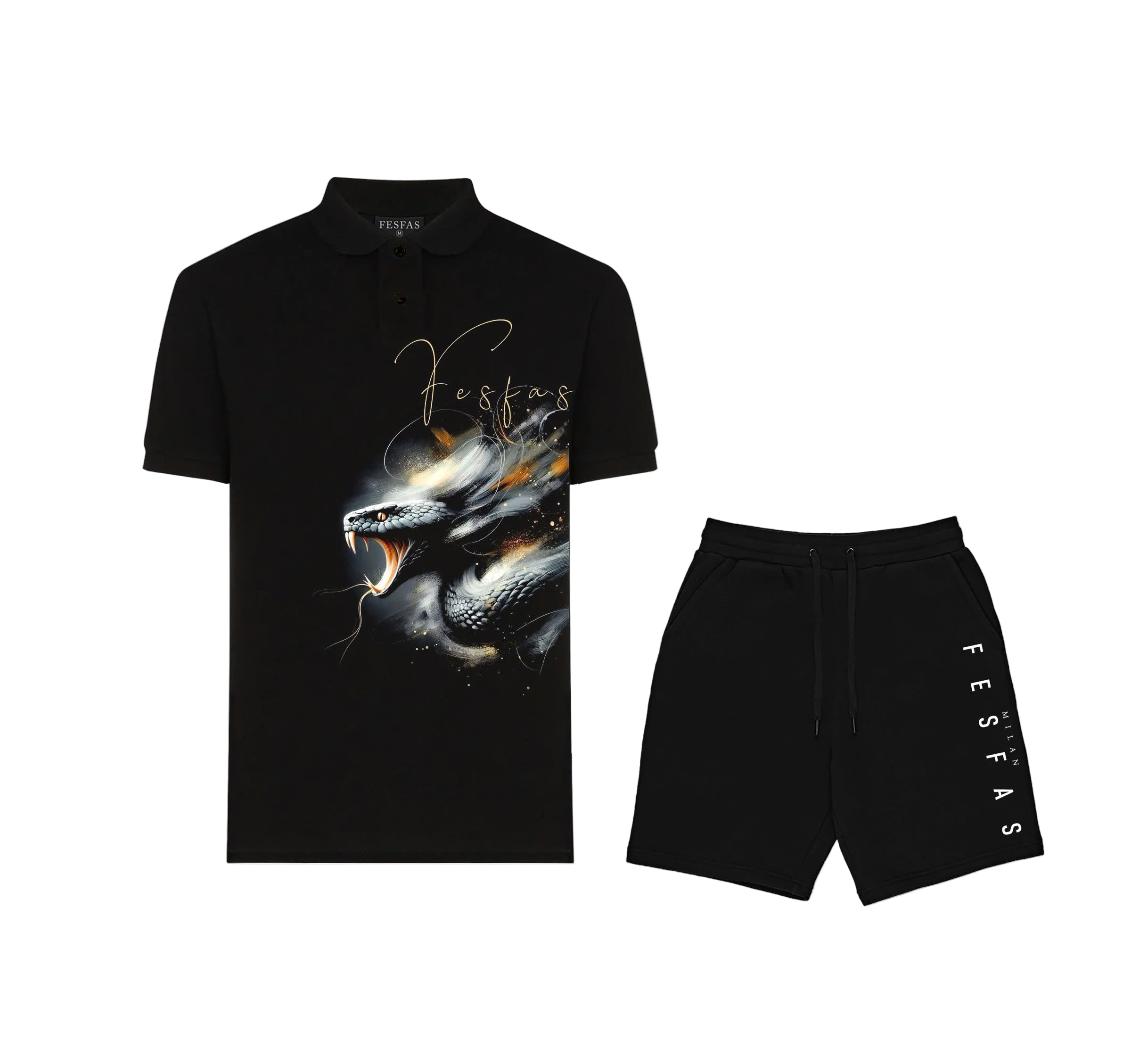 FesFas King Cobra-print | Áo Polo | Nam | Màu Đen