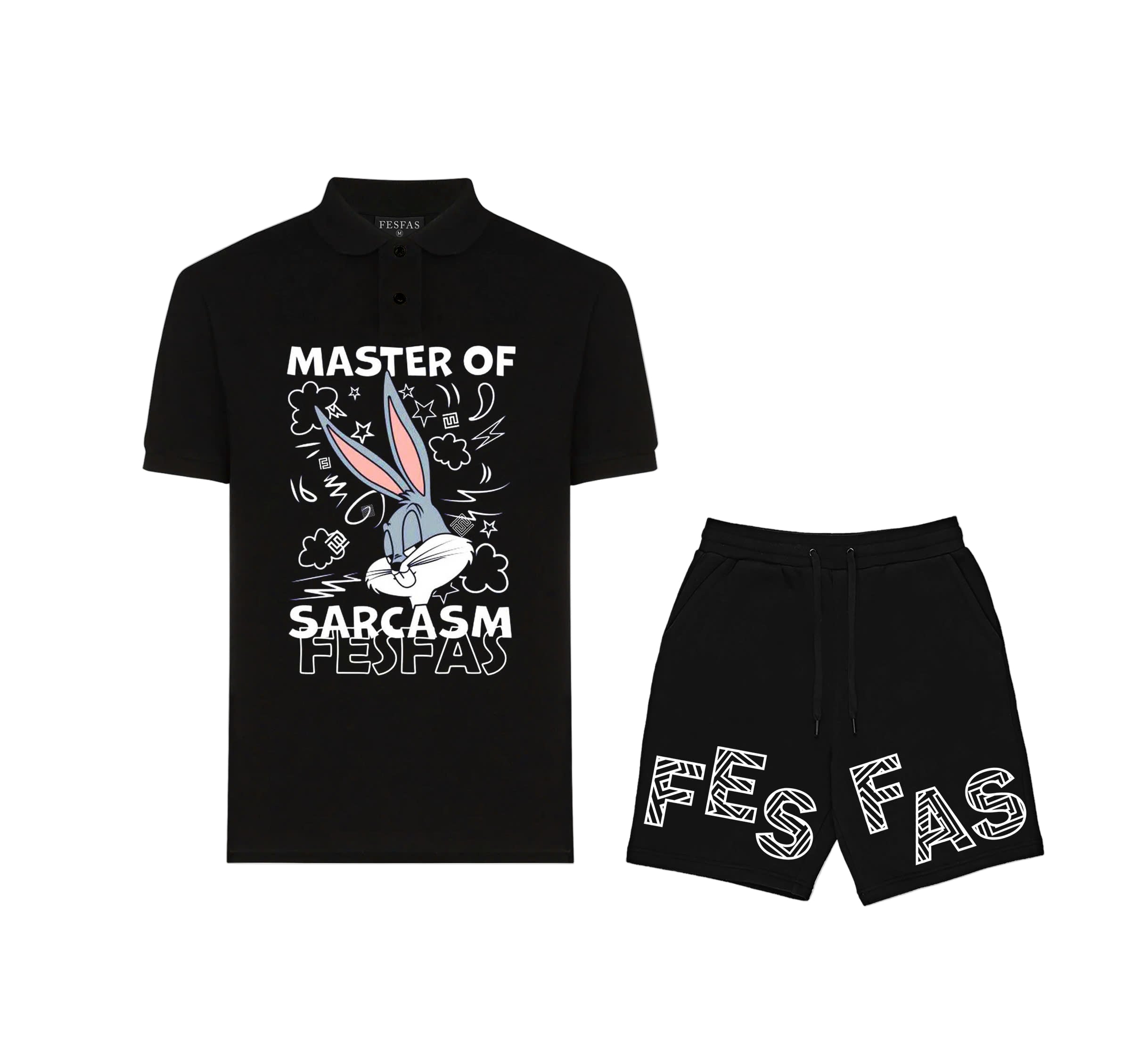 FesFas Rabbit-print | Áo Polo | Nam | Màu Đen
