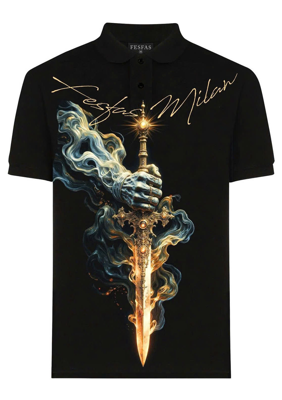 FesFas Sword-print | Áo Polo | Nam | Màu Đen