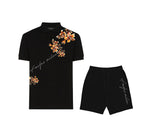 FesFas Floral-print | Áo Polo | Nam | Màu Đen