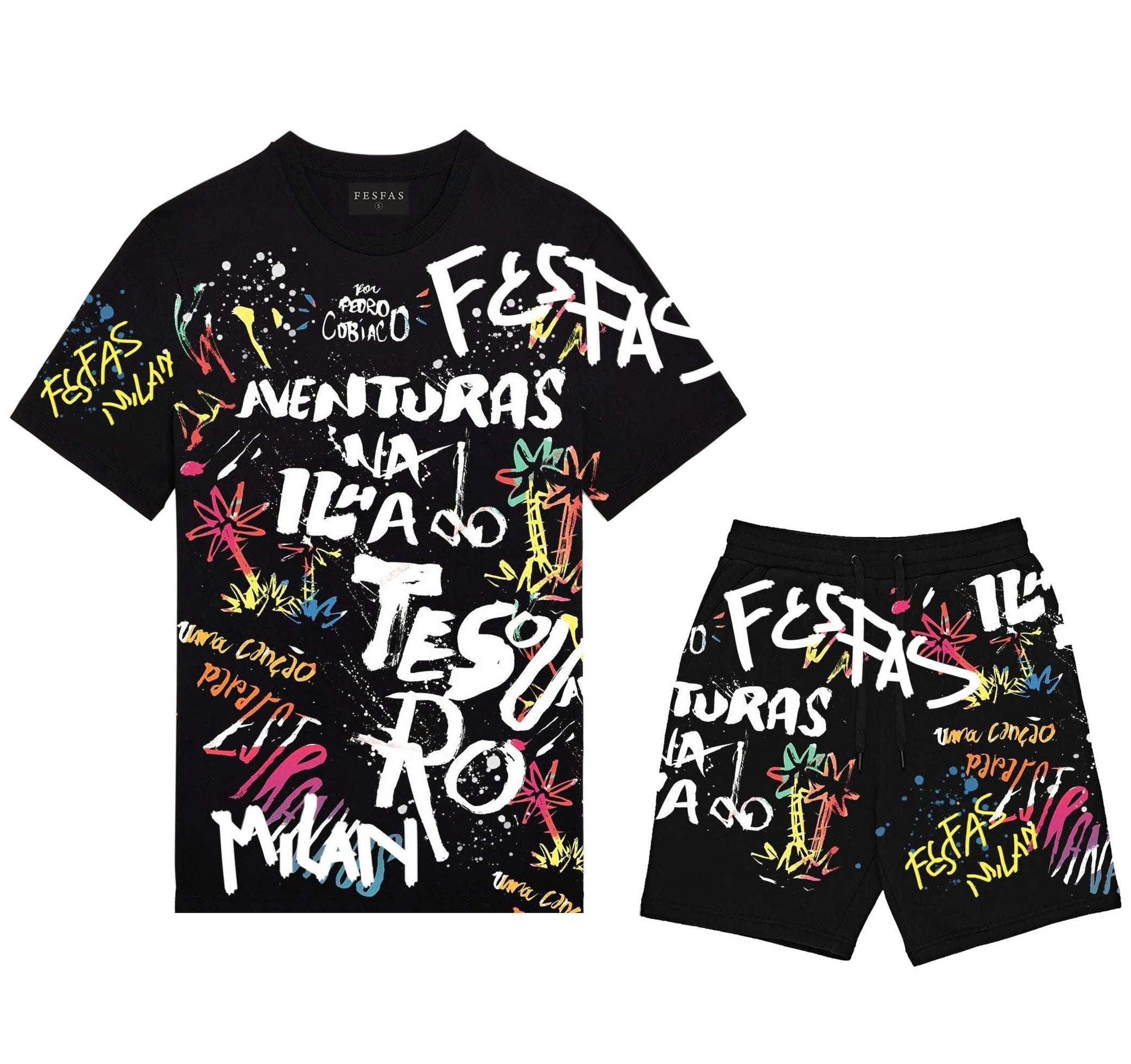 FesFas graphic-print | Bộ T-Shirt | Nam | Màu Đen