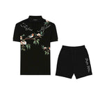 FesFas Floral Bird-print | Áo Polo | Nam | Màu Đen