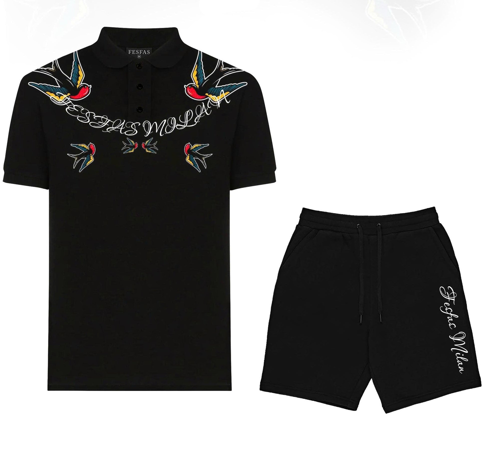 FesFas Swallow-print | Áo Polo | Nam | Màu Đen