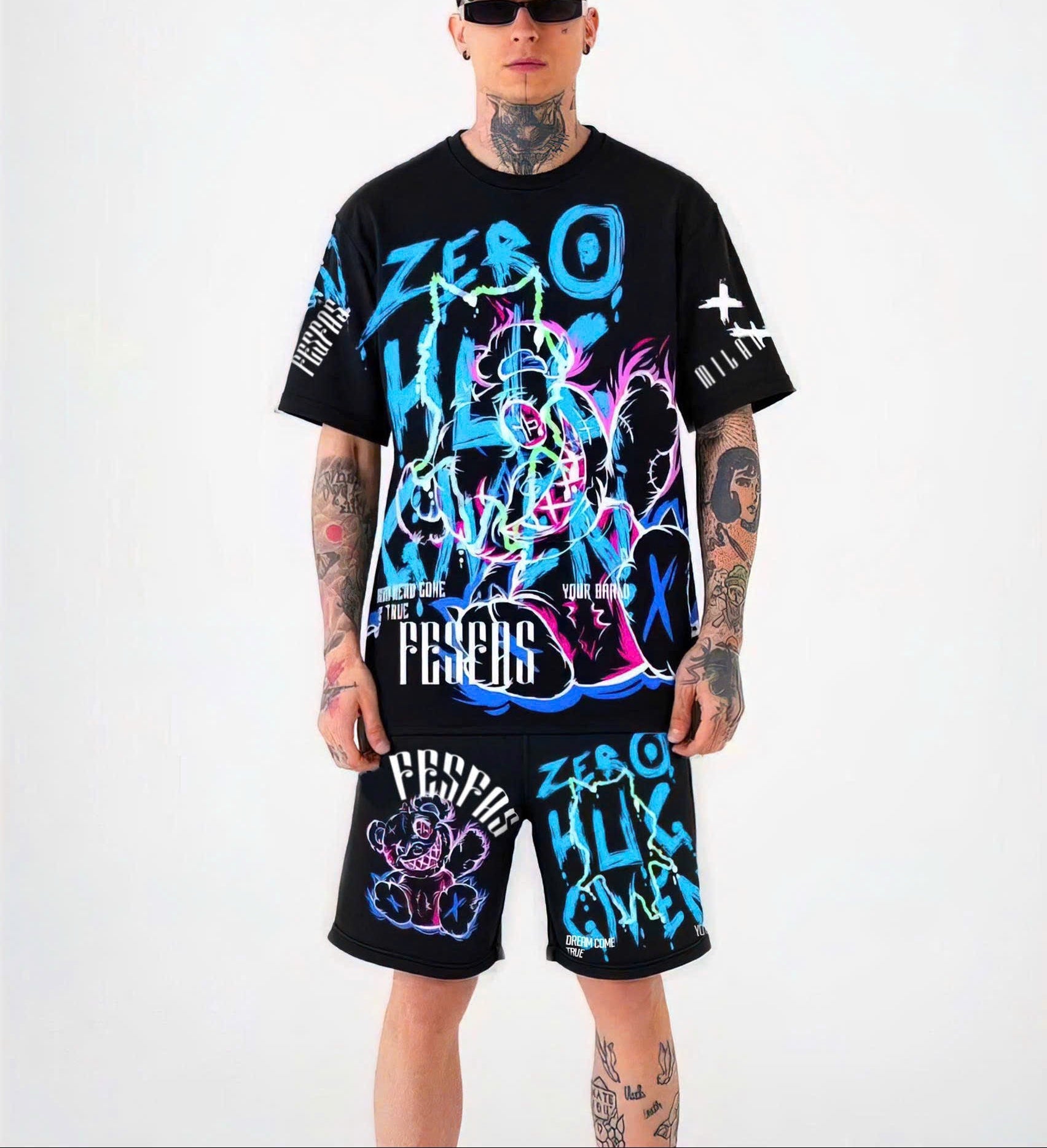 FesFas graphic-print | Bộ T-Shirt | Nam | Màu Đen