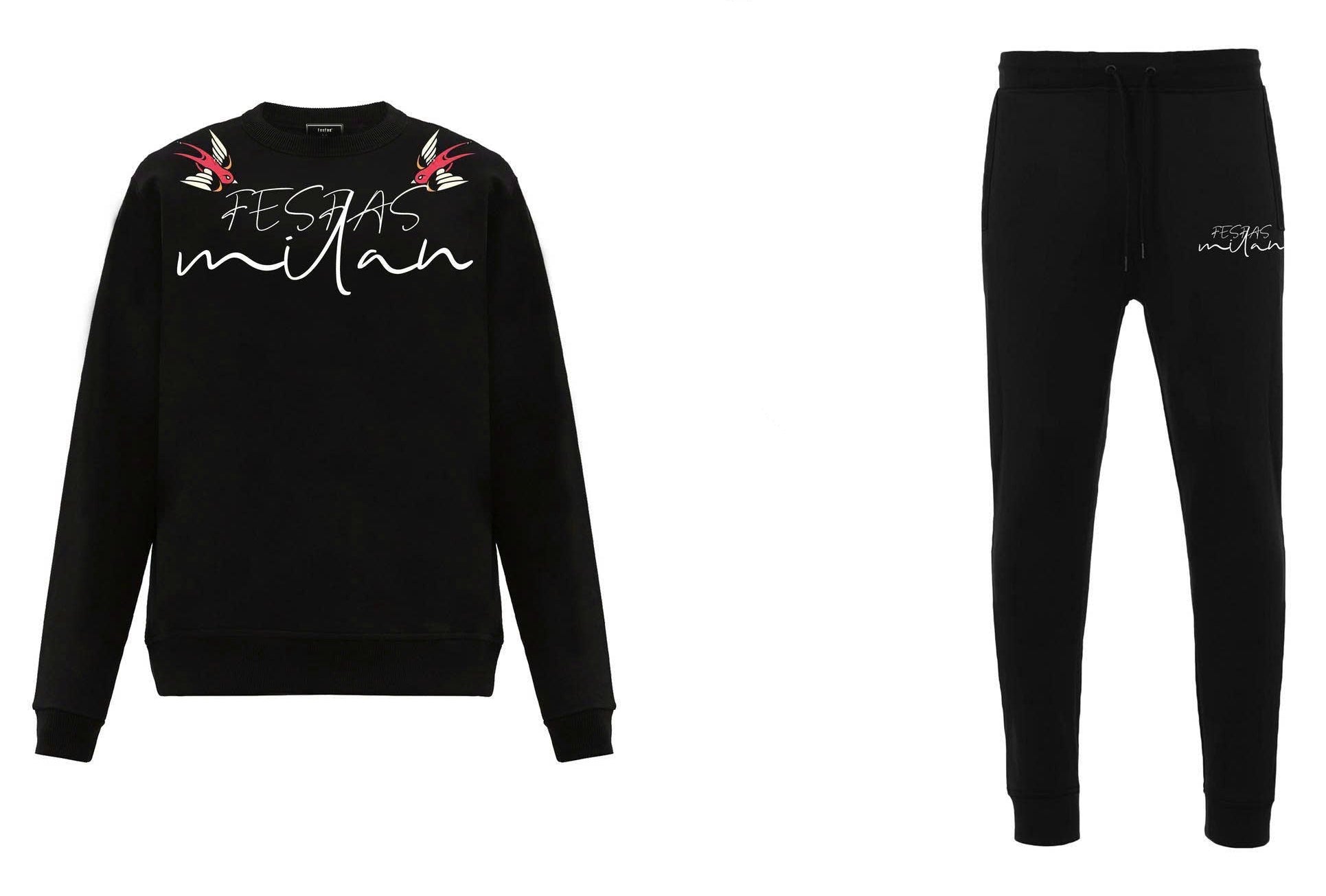 FesFas Graphic-print Sweatshirt Set | Black | Men