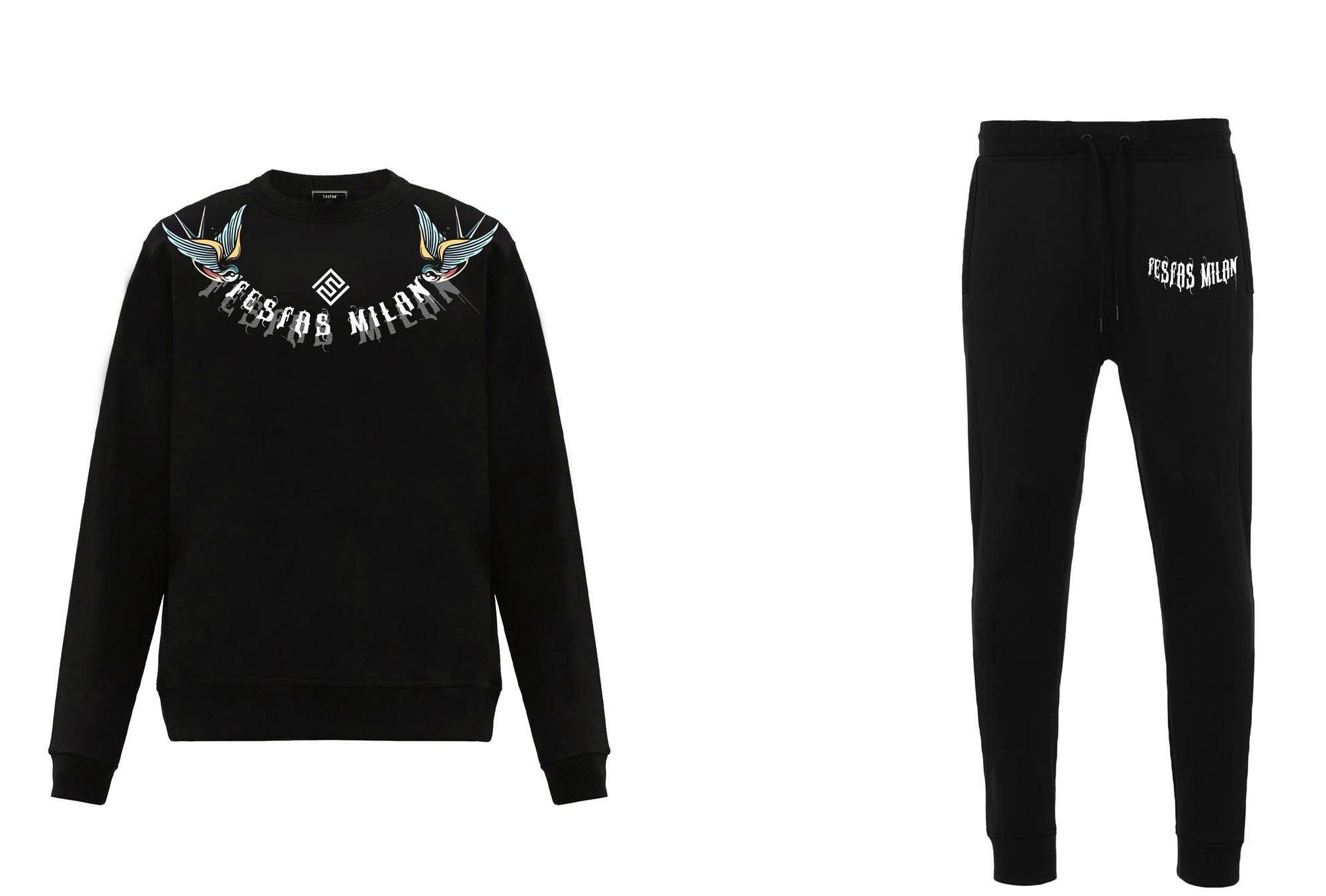 FesFas Graphic-print Sweatshirt Set | Black | Men