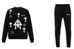 FesFas Cross-print Sweatshirt Set | Black | Men