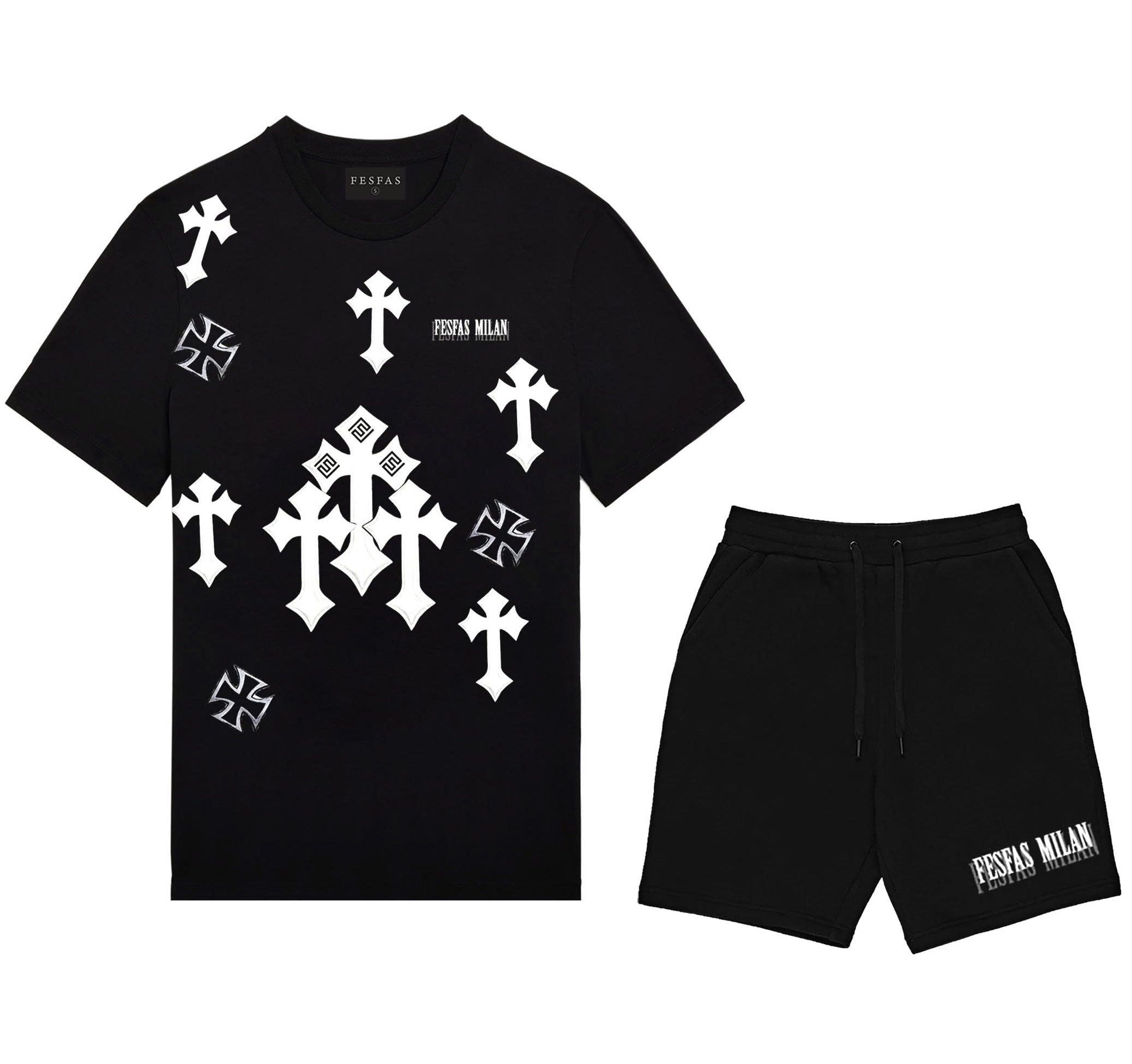 FesFas cross-print | Bộ T-Shirt | Nam | Màu Đen