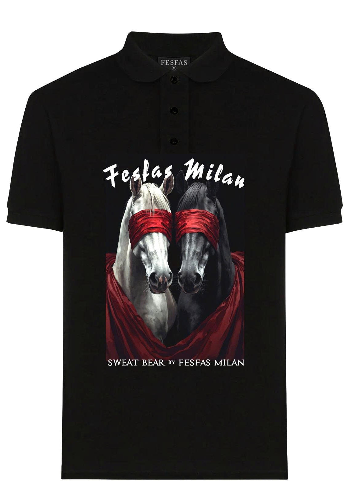 FesFas horses-print | Áo Polo | Nam | Màu Đen