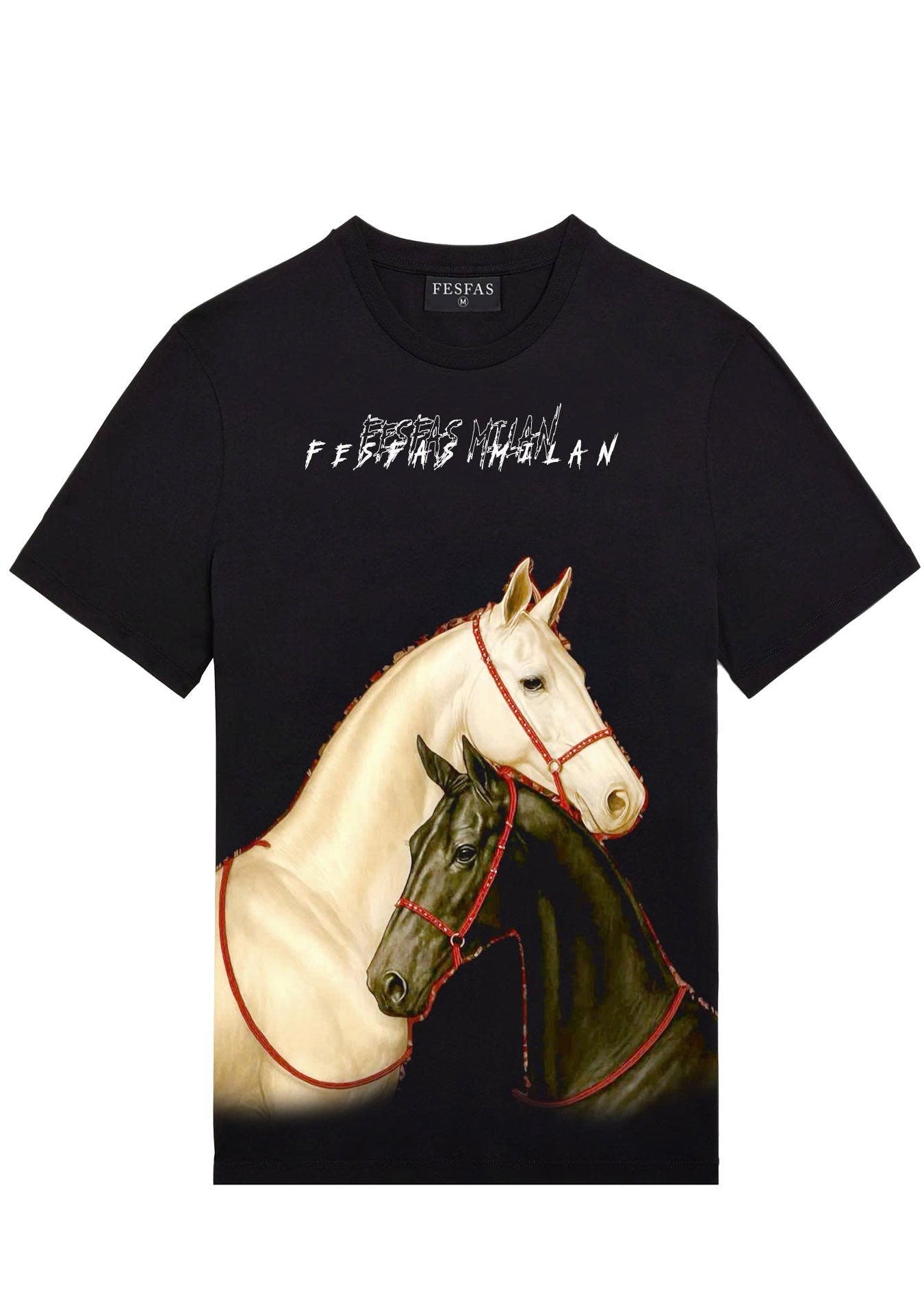 FesFas horses-print | Áo Thun | Nam | Màu Đen