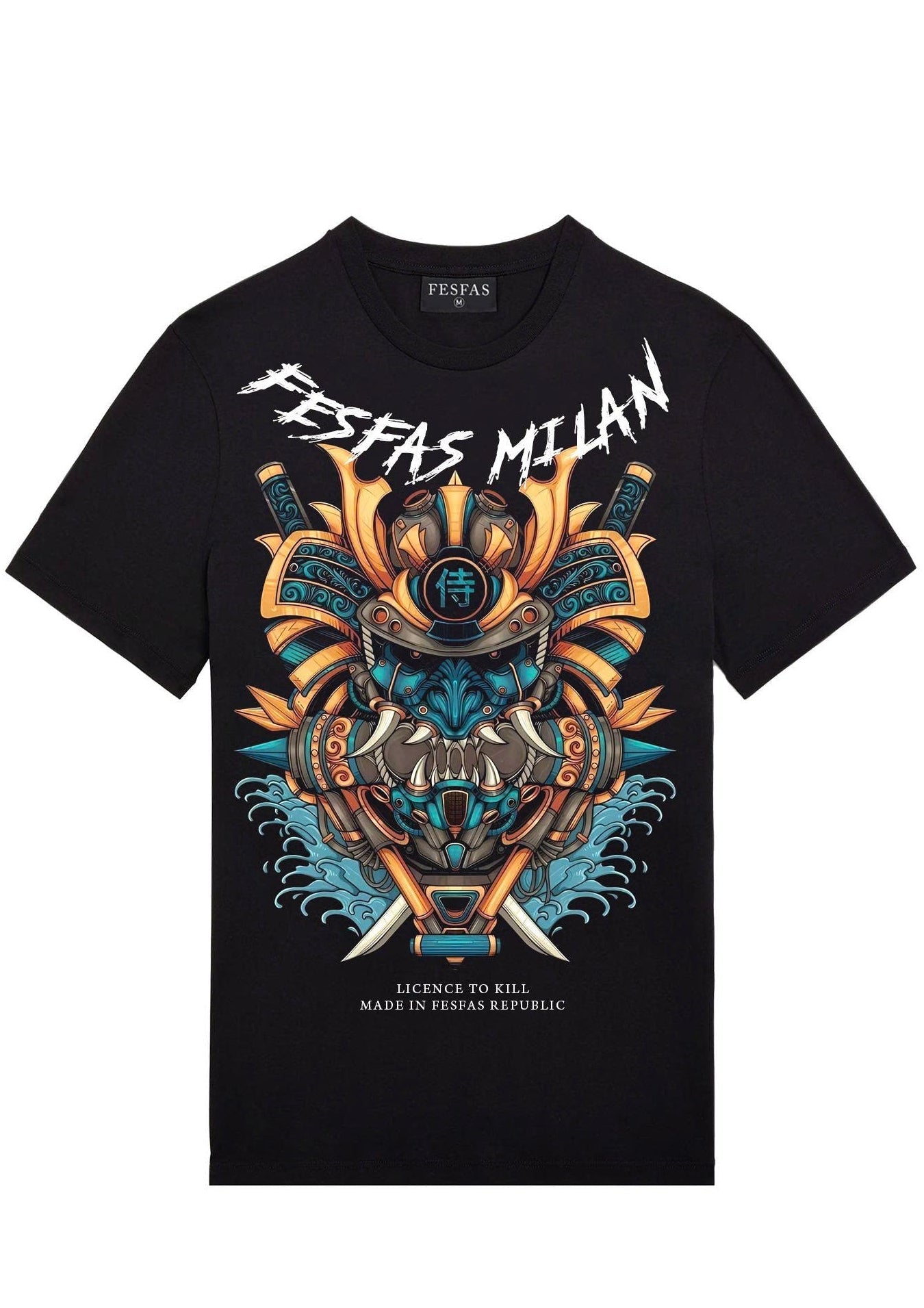 FesFas oni mask-print | Áo Thun | Nam | Màu Đen