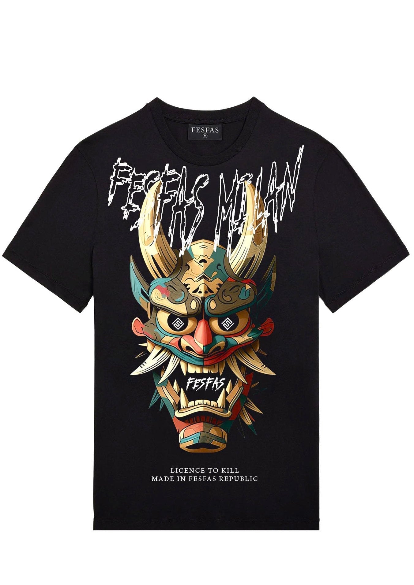 FesFas oni mask-print | Áo Thun | Nam | Màu Đen