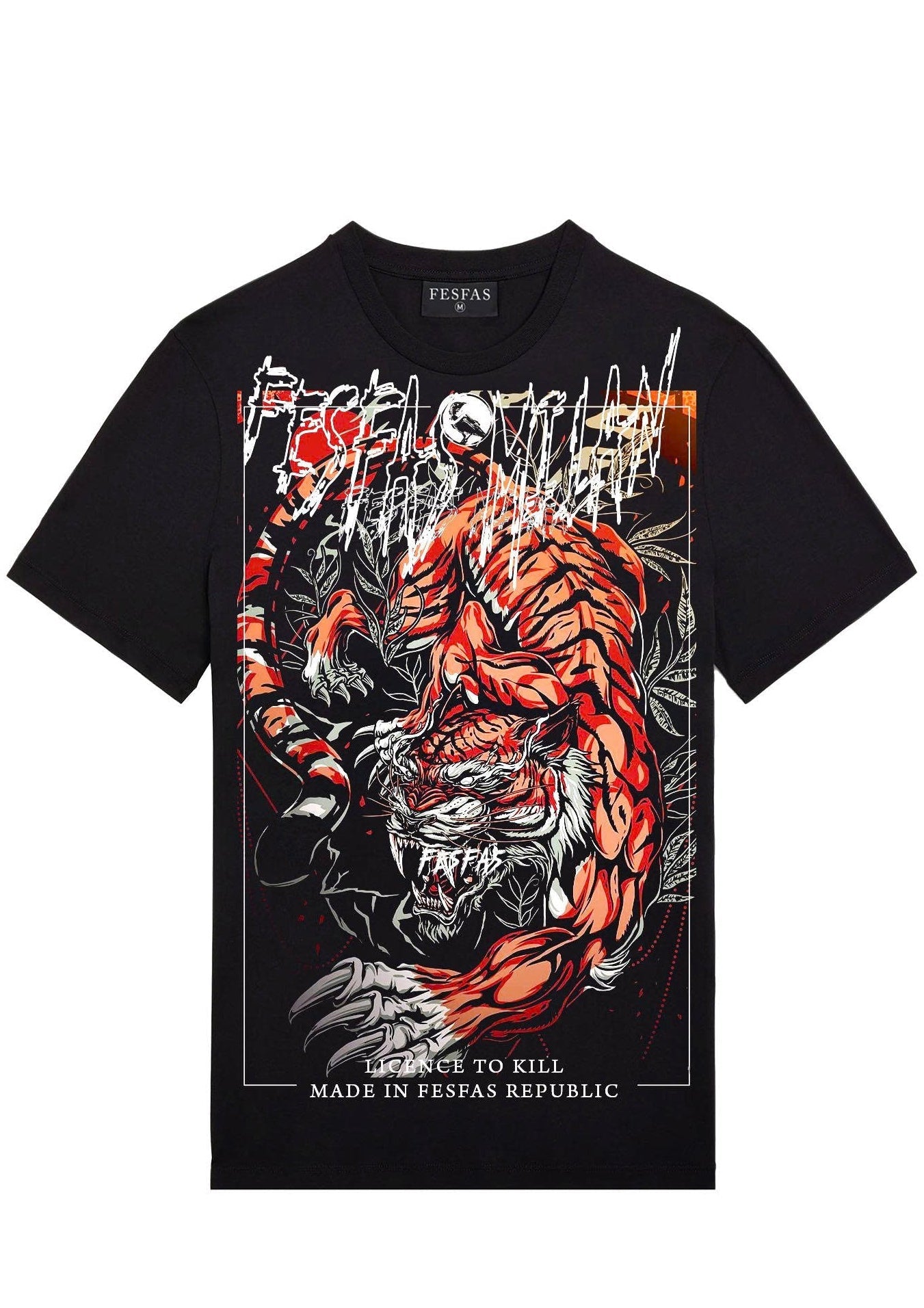 FesFas tattoos-print | Áo Thun | Nam | Màu Đen