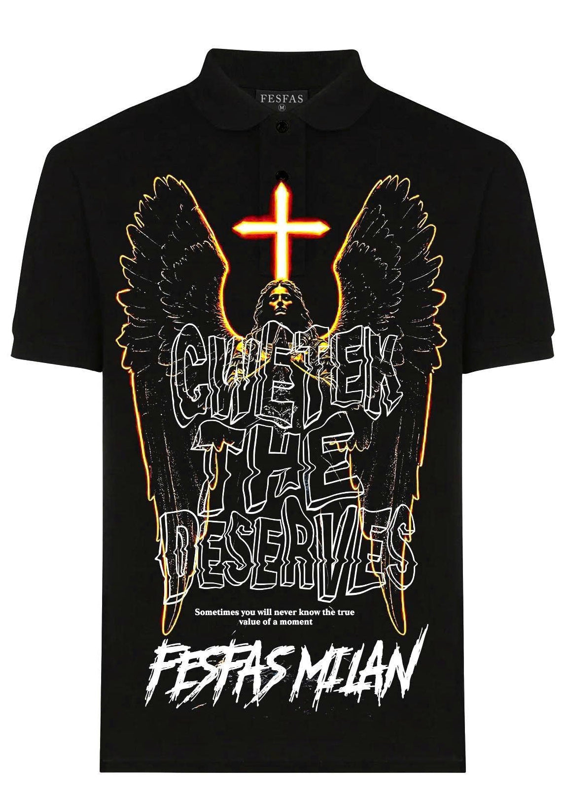 FesFas angel-print | Áo Polo | Nam | Màu Đen
