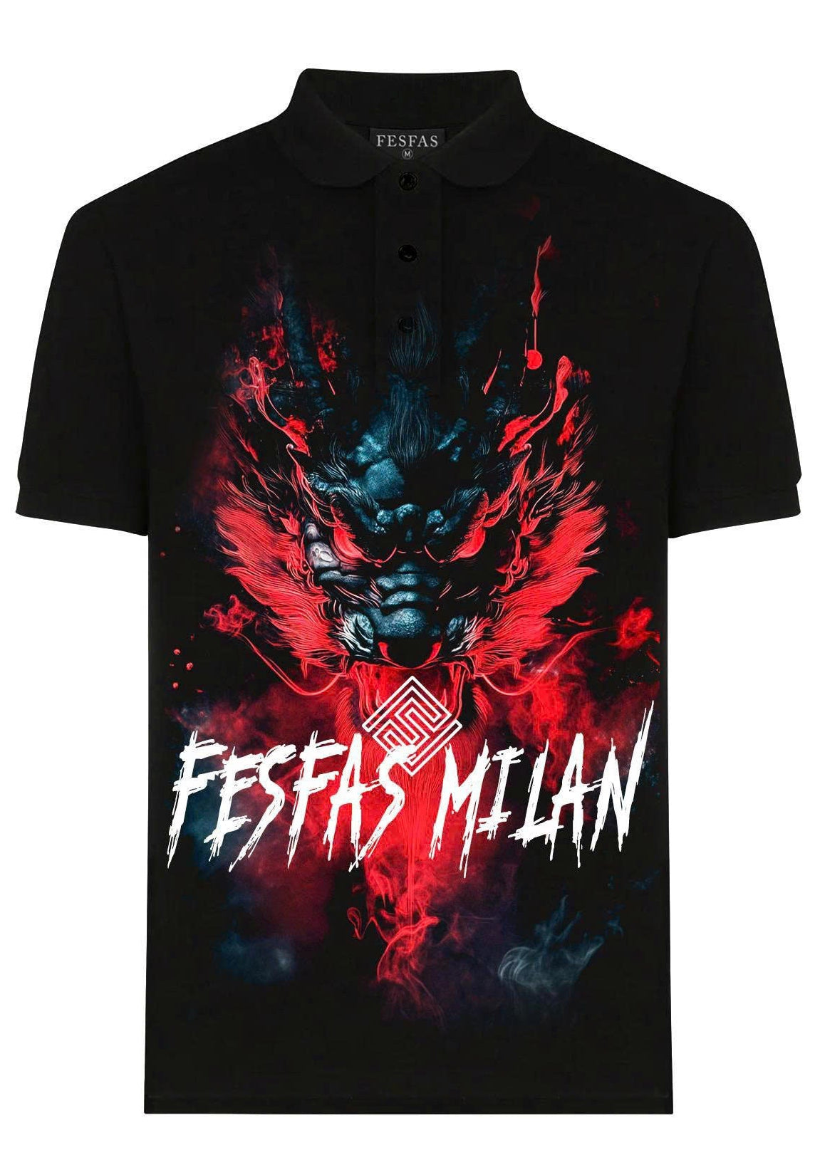 FesFas dark oni fusion-print | Áo Polo | Nam | Màu Đen