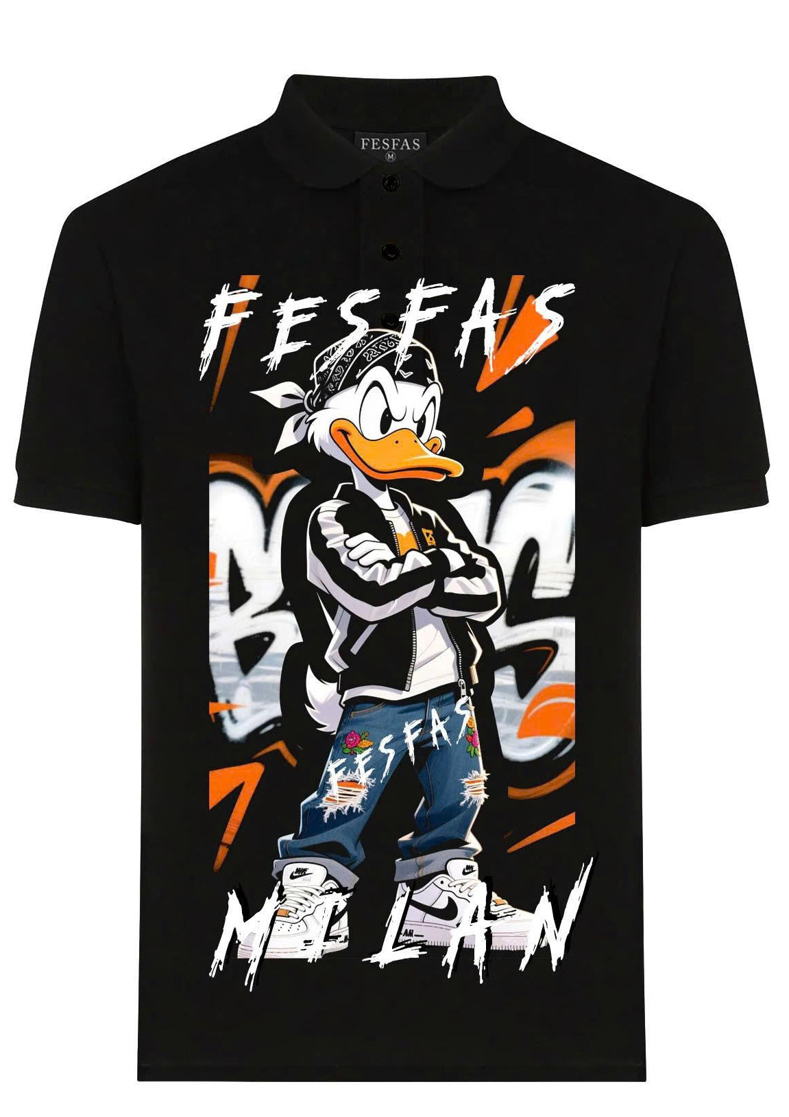 FesFas cartoon-print | Áo Polo | Nam | Màu Đen