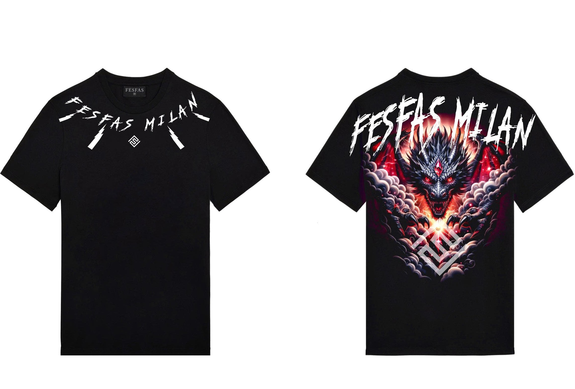 FesFas tattoos-print | Áo Thun | Nam | Màu Đen
