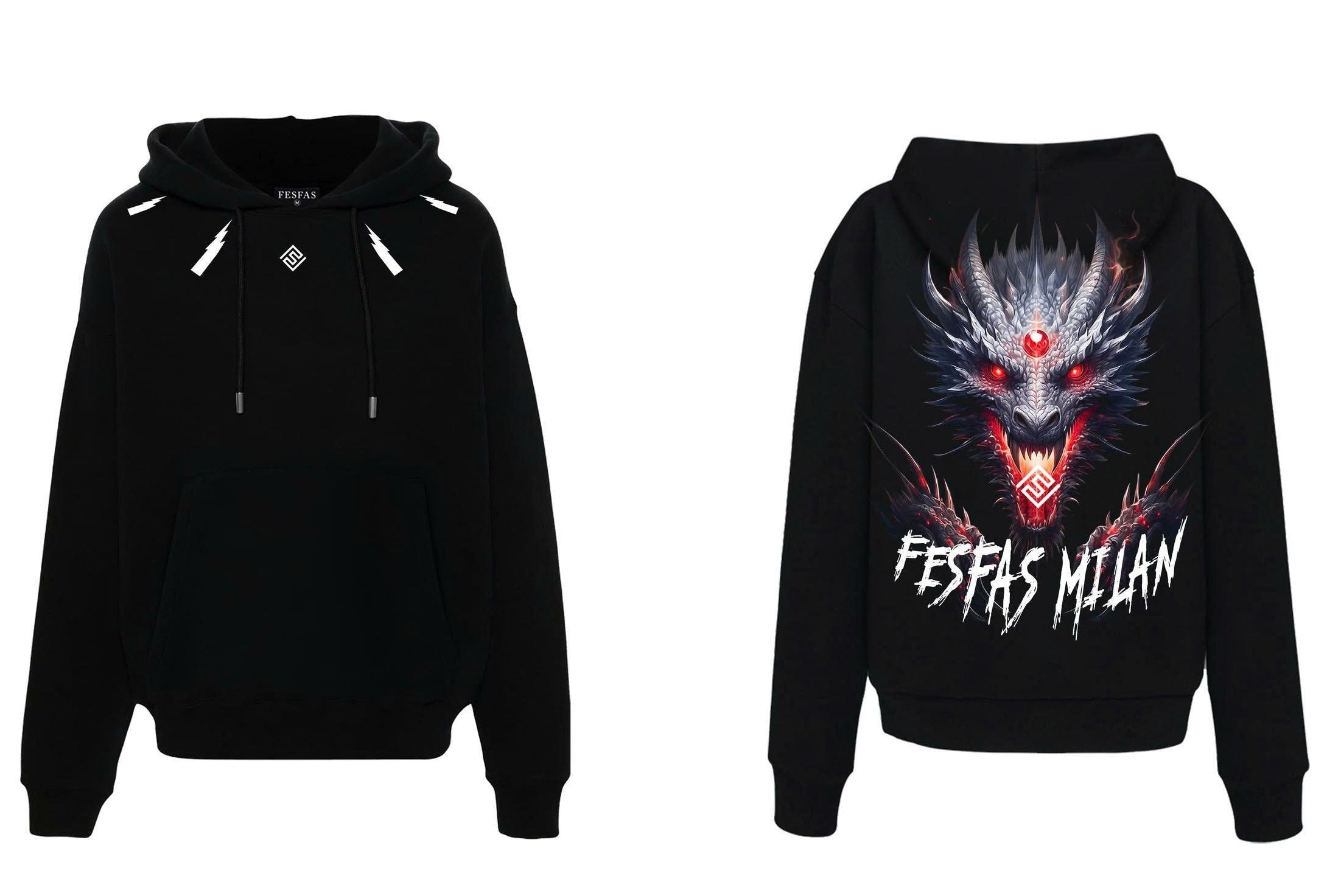 FesFas tattoos-print Hoodie | Black | Men
